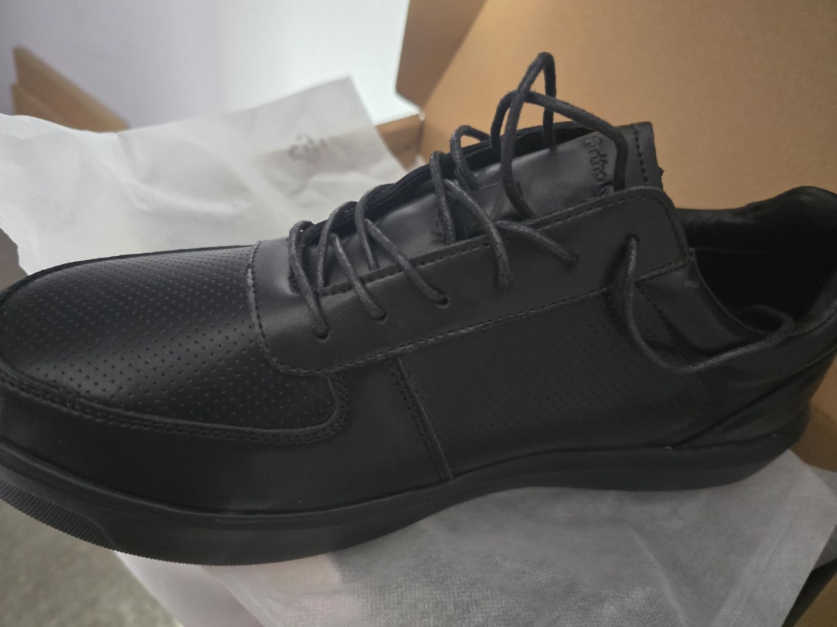 Men's Orthopedic Leather Dress Shoes - Comfortable Supportive Plantar Fasciitis Arch Support Oxford - Casual Vintage Flat Feet Orthotics Walking Shoes for Foot and Heel Pain Relief customer photo 2