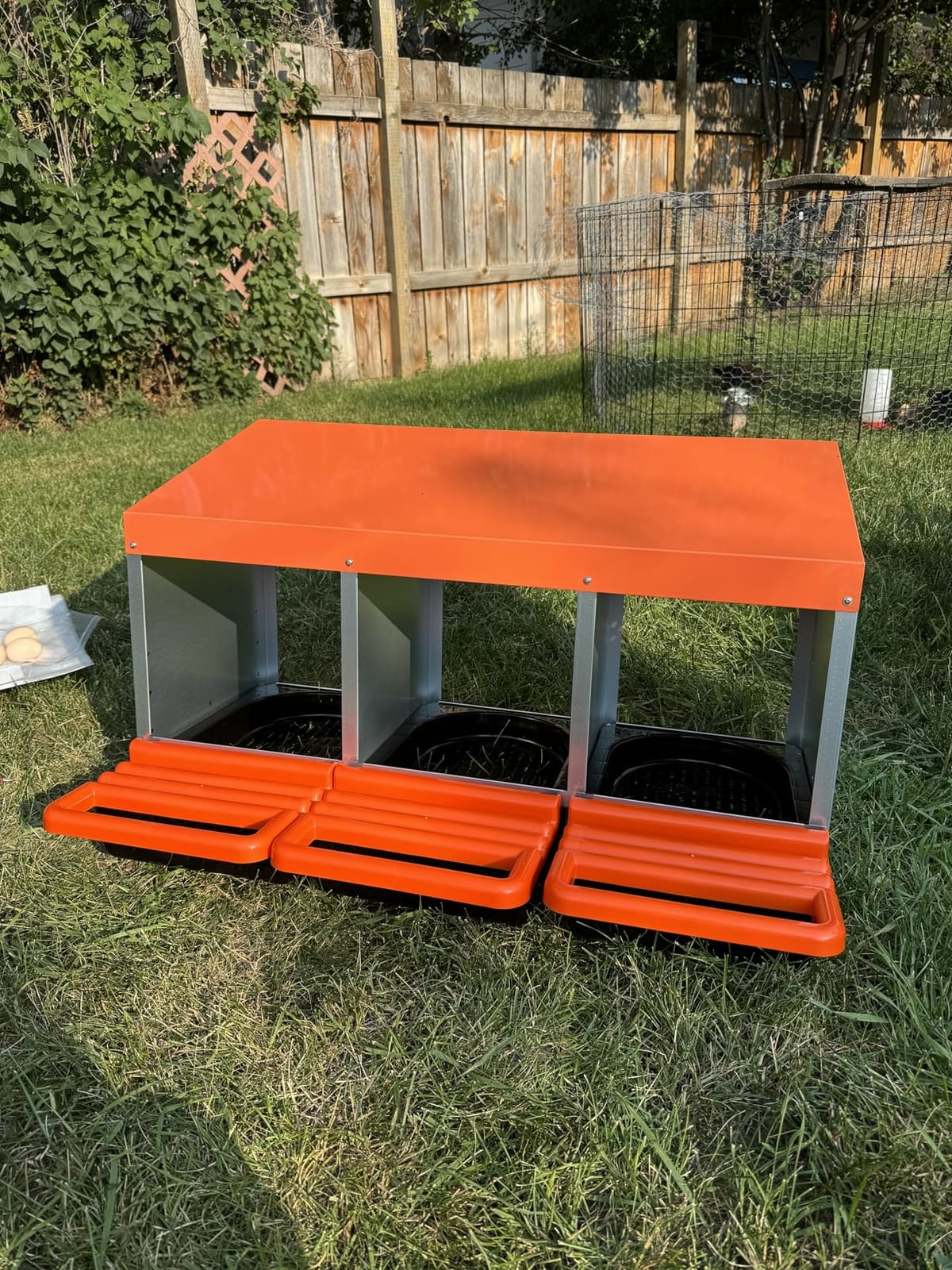 Chicken Nesting Boxes, Roll Away Nest Box for Egg Collector, 4 Holes Orange customer photo 2