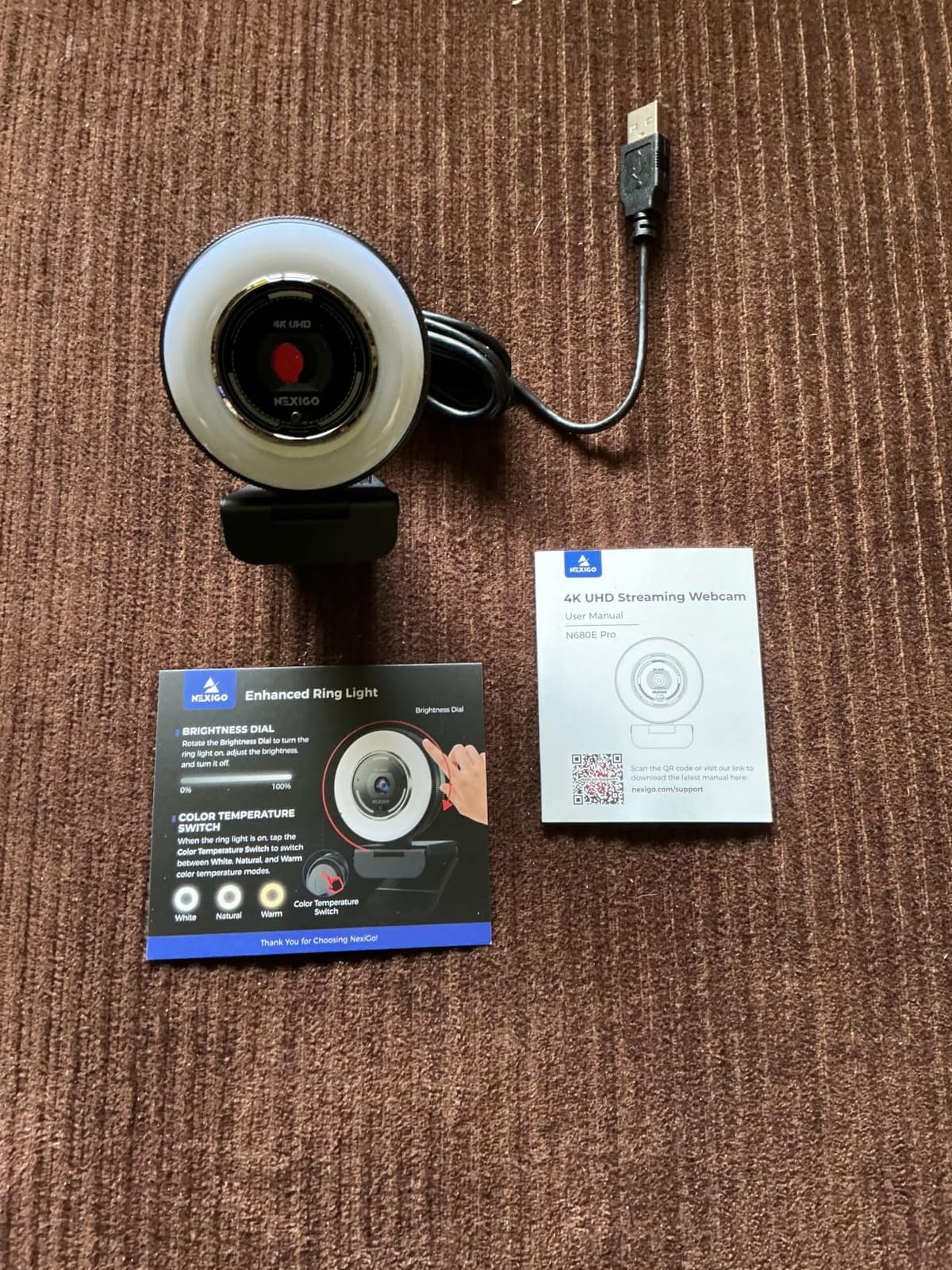 NexiGo N680E Pro 4K Webcam with Ring Light, PDAF Autofocus, 1080p 60FPS, Dual Noise-Canceling Mics, Privacy Shutter, USB Plug-and-Play for Zoom, Teams, Twitch, Google Meet customer photo 2