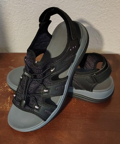 FitVille Women's Orthopedic Wide Sandals with Arch Support Breathable Adjustable Strap Comfortable Walking Sandals For Plantar Fasciitis, Swollen Feet customer photo 1