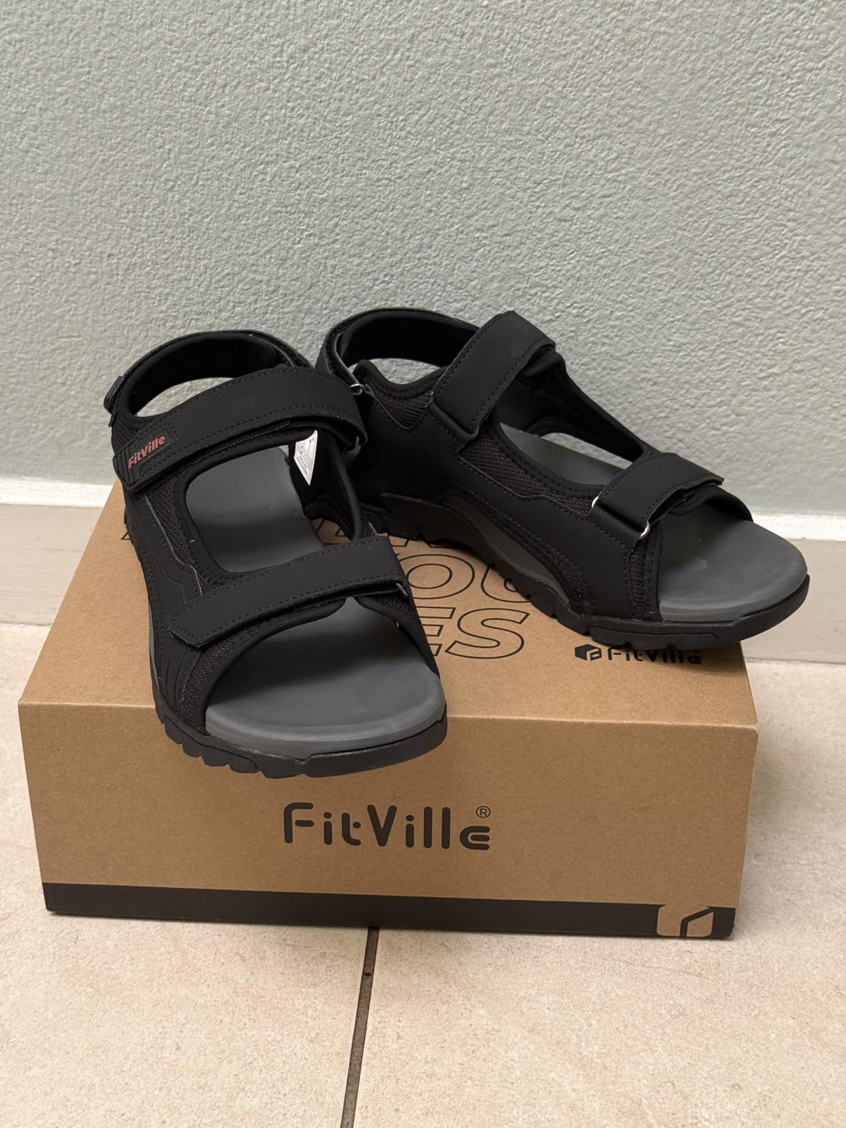 FitVille Men's Wide Sandals Orthopedic Athletic Sandals with Arch Support Comfortable Lightweight Walking Sandals for Outdoor Hiking Beach Travel customer photo 1