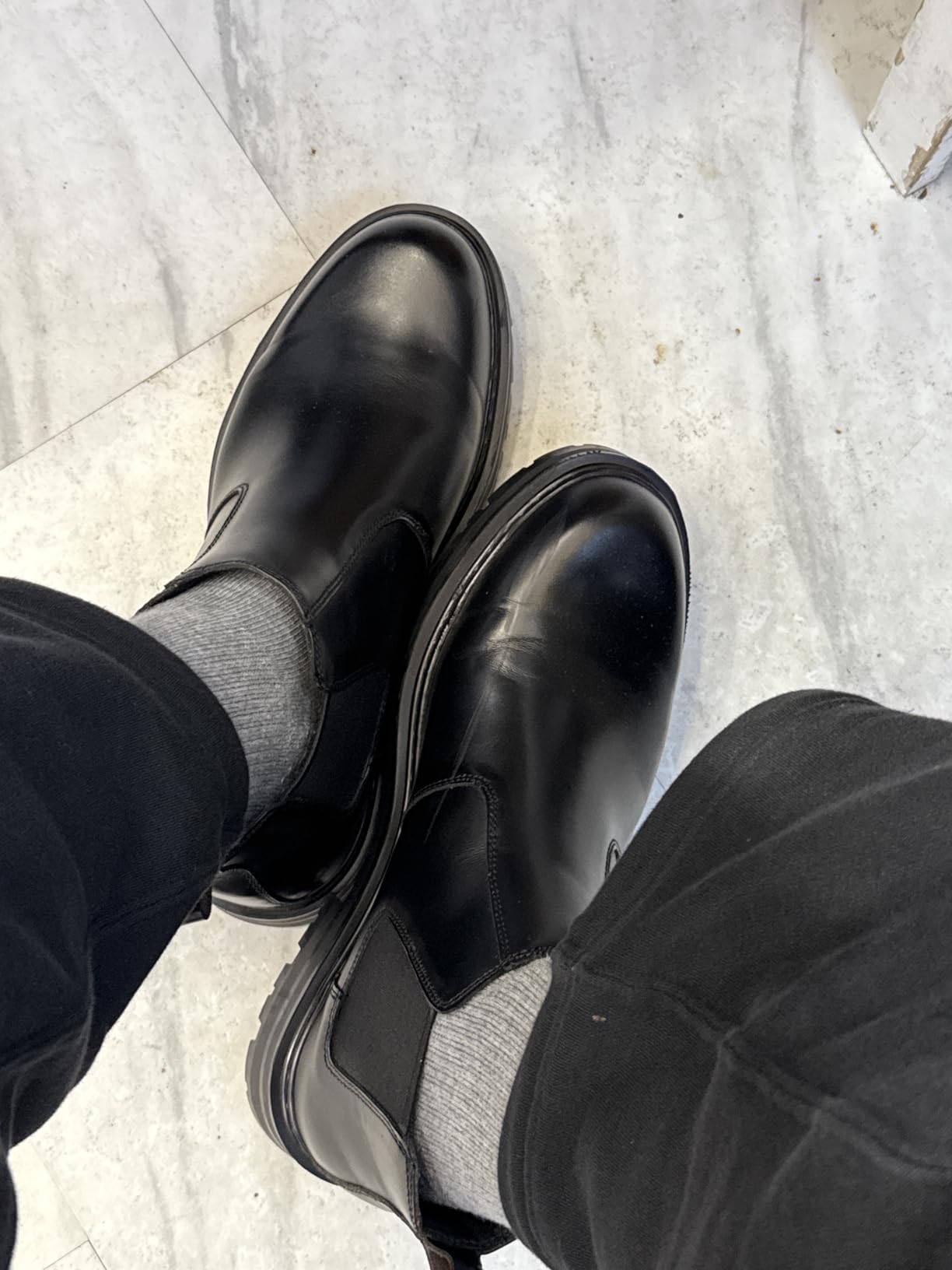 Holy dove Men's Wide Toe Box Platform Chelsea Boots Slip-On Casual Ankle Dress Boot customer photo 1