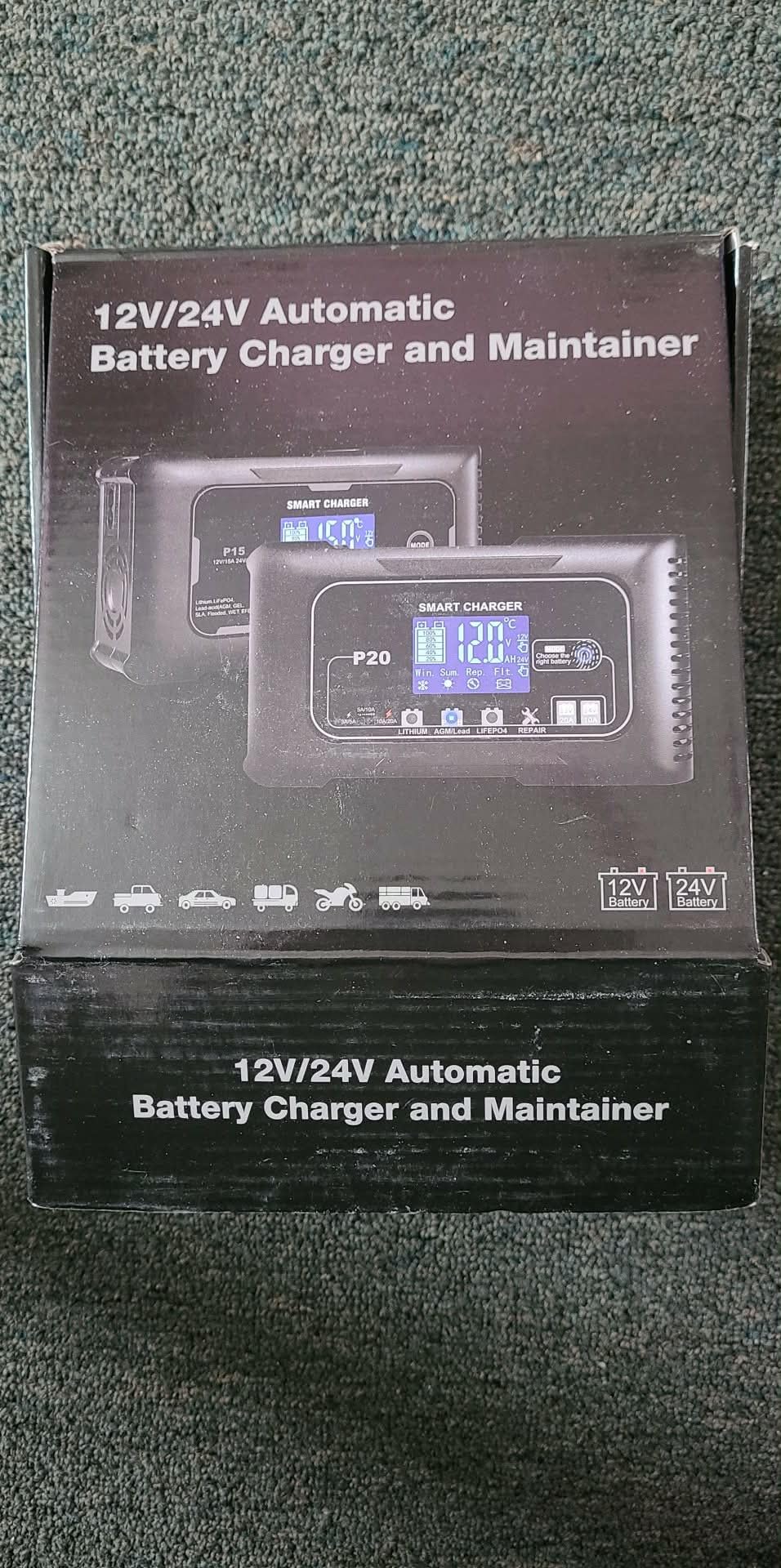 Haisito 20-Amp Smart Battery Charger (Lithium LiFePO4 & Lead-Acid), 12V/24V Rapid Automotive Car Charger with Temperature Compensation - Trickle Maintainer for Boat, Truck, RV, Lawn Mower, Marine customer photo 2