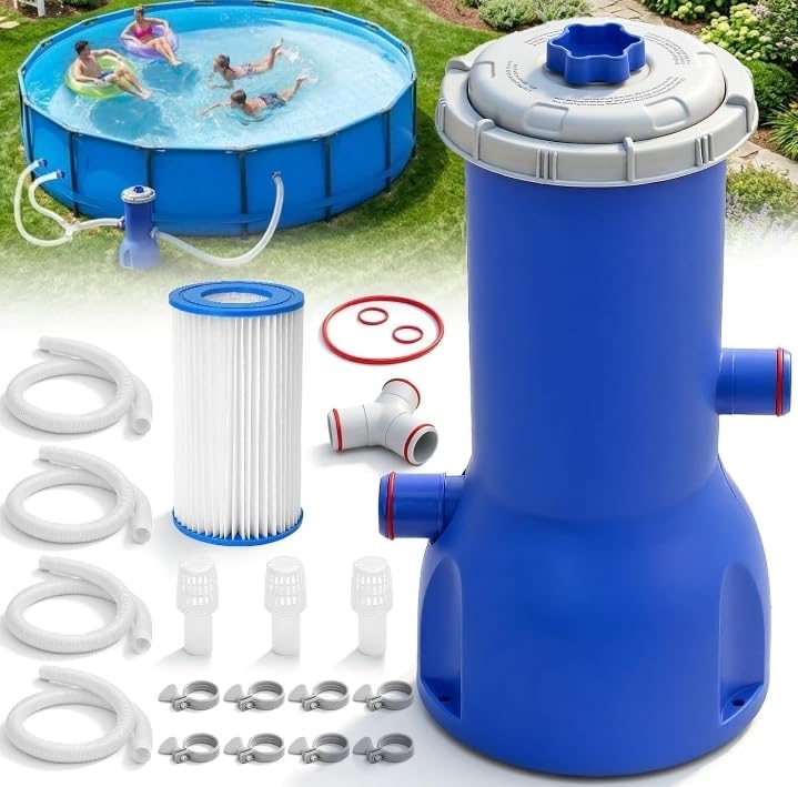 Pool Pump and Filter Above Ground, 1000 Gallon Swimming Filter Cartridge Pumps, Electric Filters Pump for Pools Sand Cleaning Tool, 1000 GPH Pool Pumps for Above Ground customer photo 1