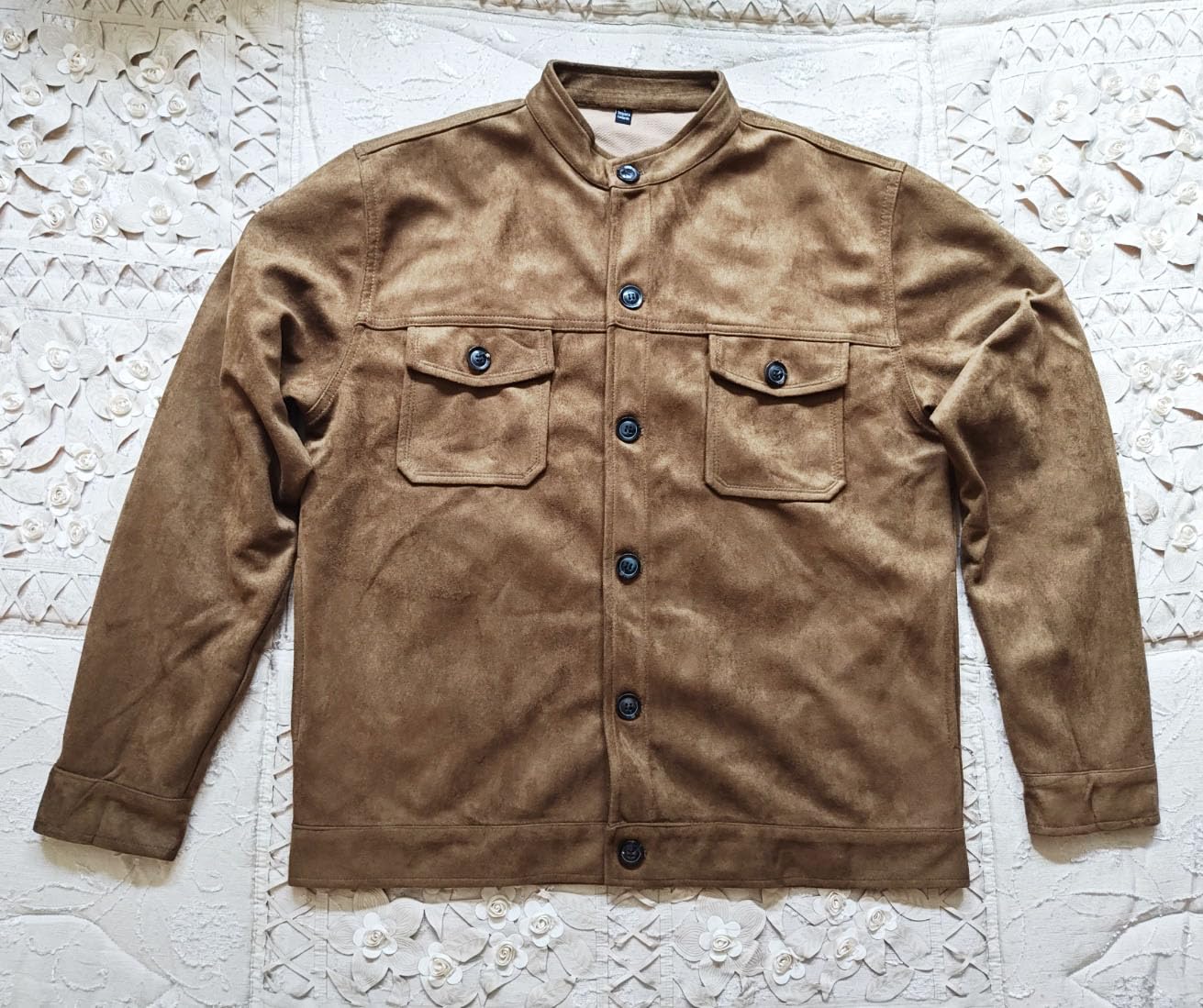 Men's Trucker Suede Jacket Lightweight Blazer Casual Sport Coat customer photo 1