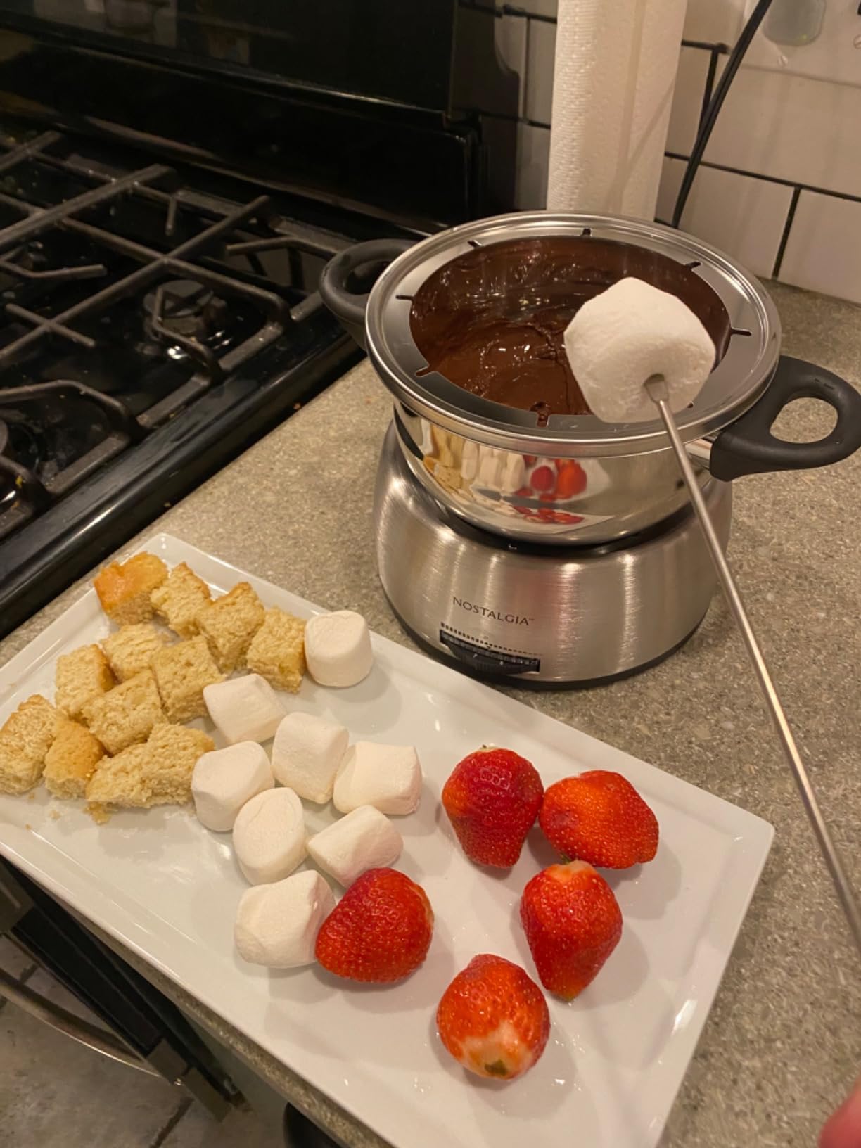 Nostalgia 8-Cup Electric Fondue Pot Set for Cheese & Chocolate - 8 Color-Coded Forks, Temperature Control - Kitchen Gadgets and Appliances for Hors d'Oeuvres and More - Aqua customer photo 2