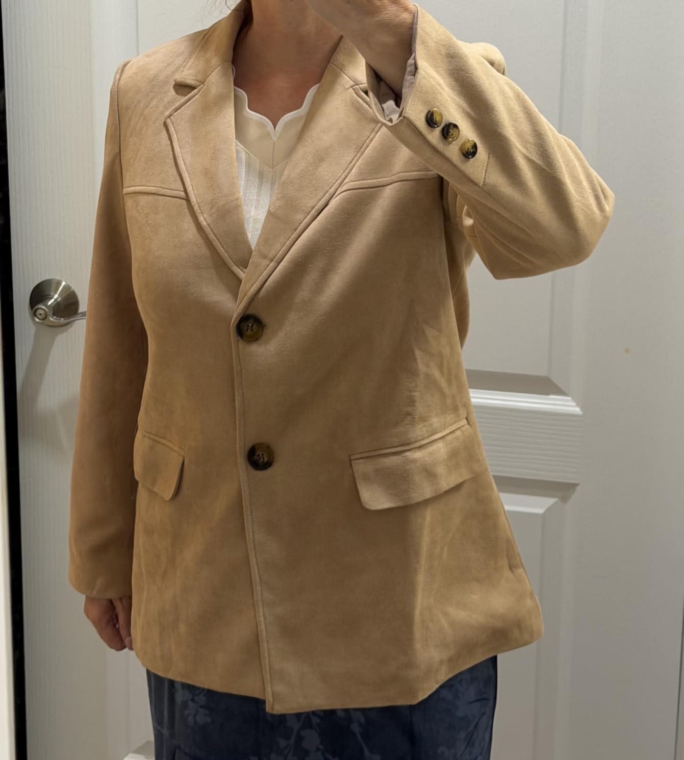 PRETTYGARDEN Women's Faux Suede Western Blazer Jacket customer photo 1