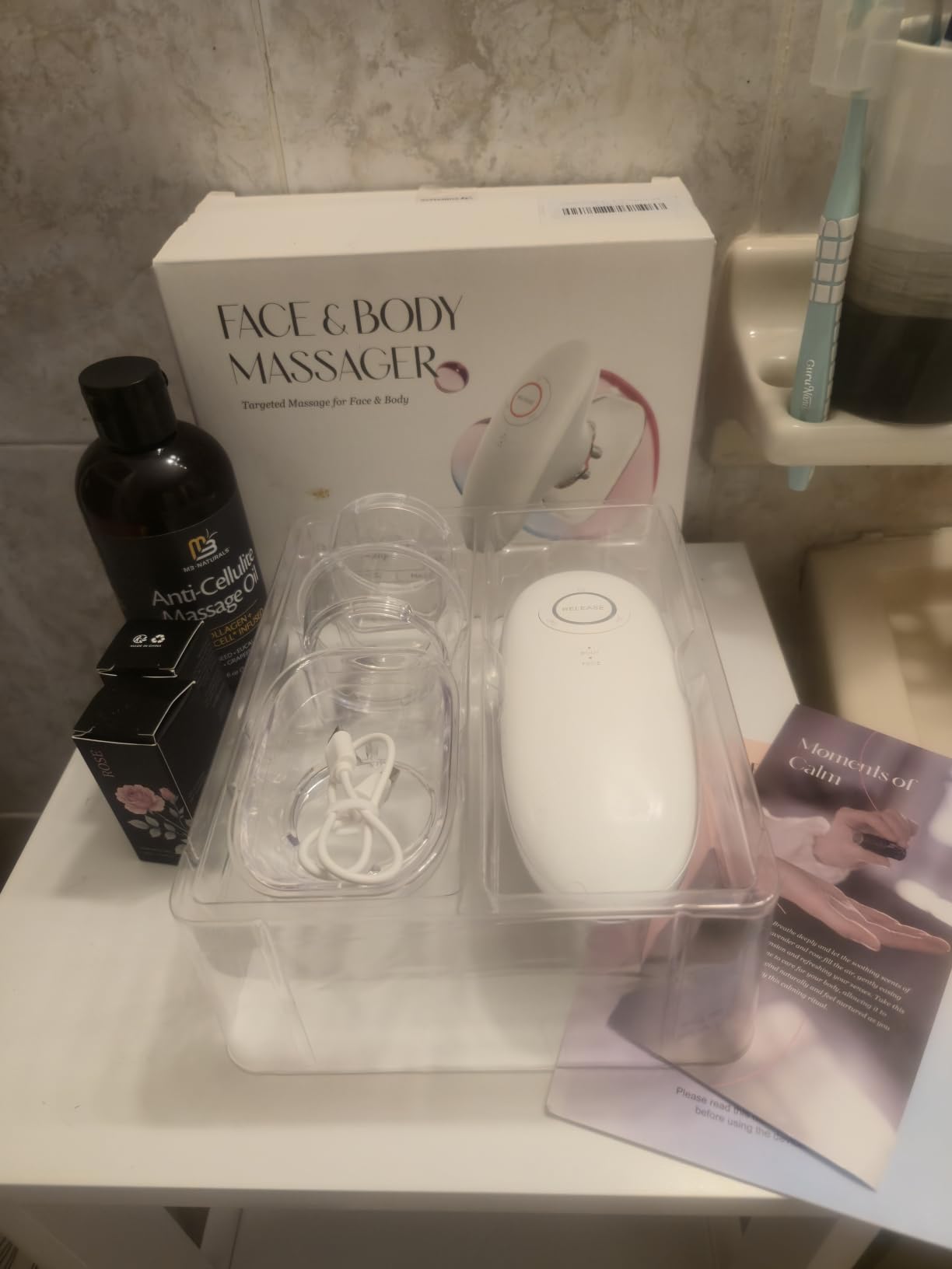 PakWizz 2026 Upgraded 3-in-1 Body Sculpting Machine with Cupping Therapy, Heat, LED Light - Adjustable 3 Modes Essential Oil Body Sculpting Tool for Back, Belly, Waist, Arms, Legs, Ivory White customer photo 2