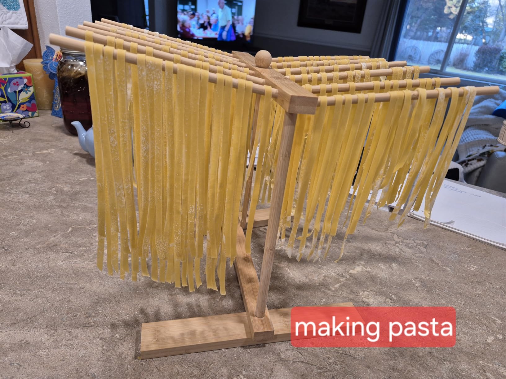 Bamboo Pasta Drying Rack with 8 bars and Transfer Wand customer photo 2