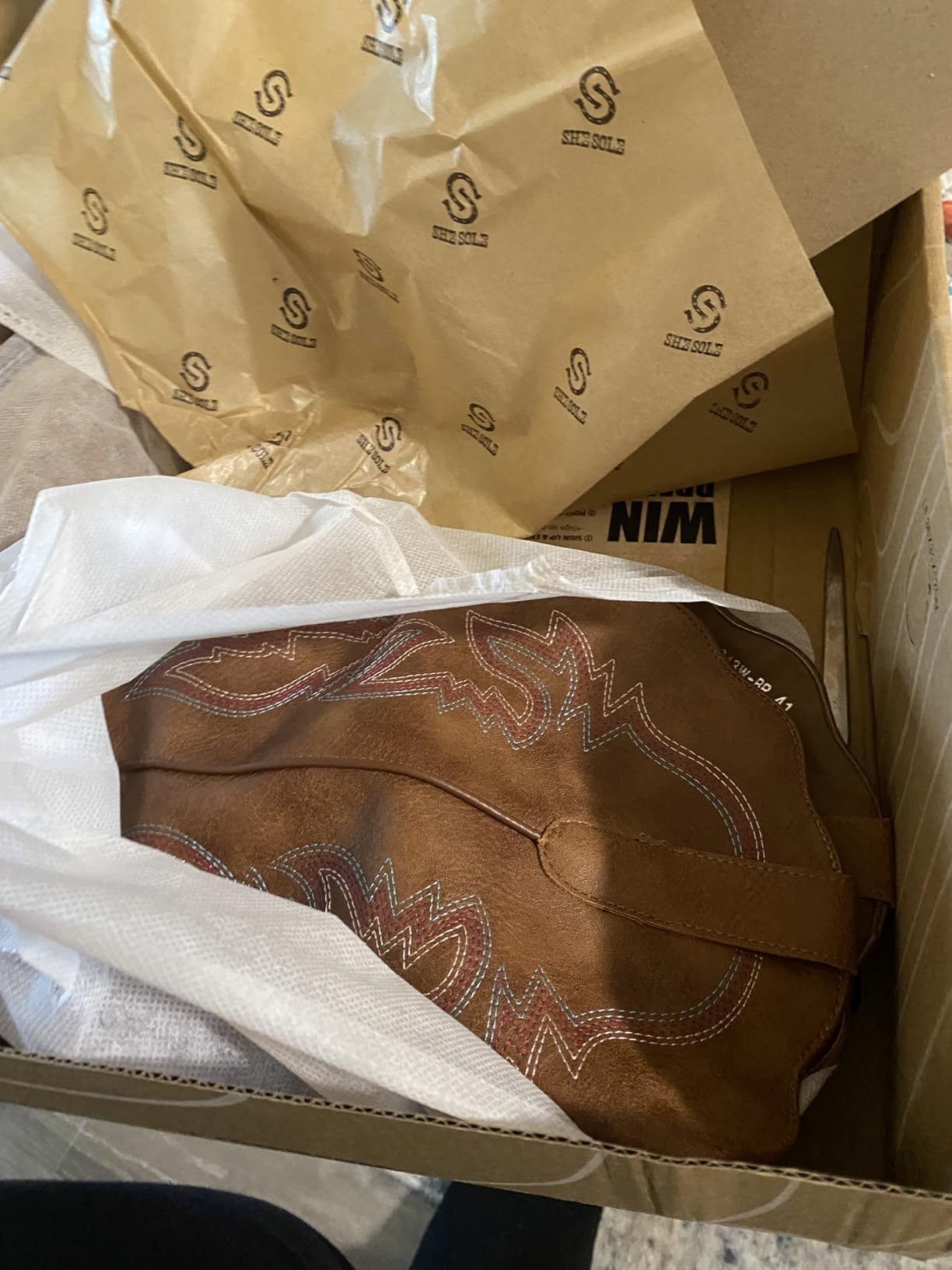 SheSole Extra Wide Calf Cowboy Boots for Women with Side Zipper & Hidden Elastic - Roomy Square Toe Cowgirl Boots for Wide Feet & Fuller Calves customer photo 1