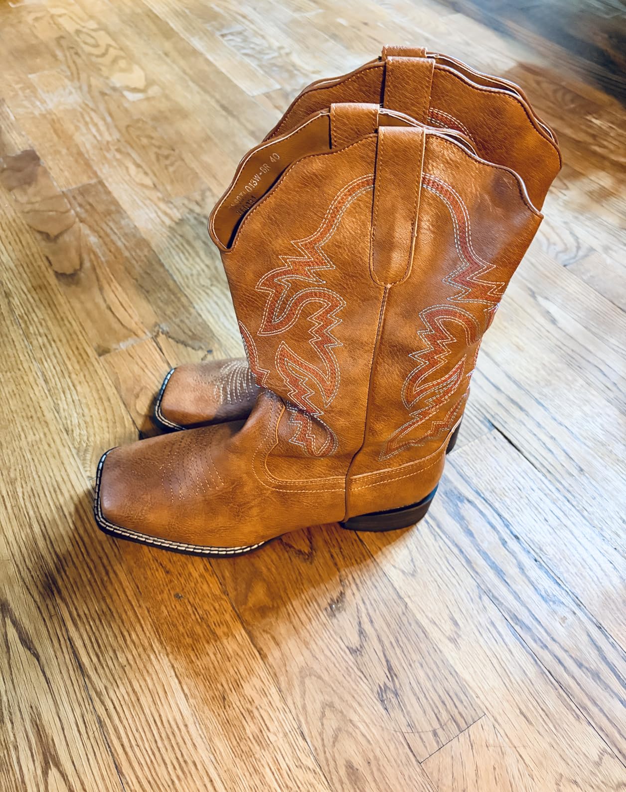 SheSole Extra Wide Calf Cowboy Boots for Women with Side Zipper & Hidden Elastic - Roomy Square Toe Cowgirl Boots for Wide Feet & Fuller Calves customer photo 1