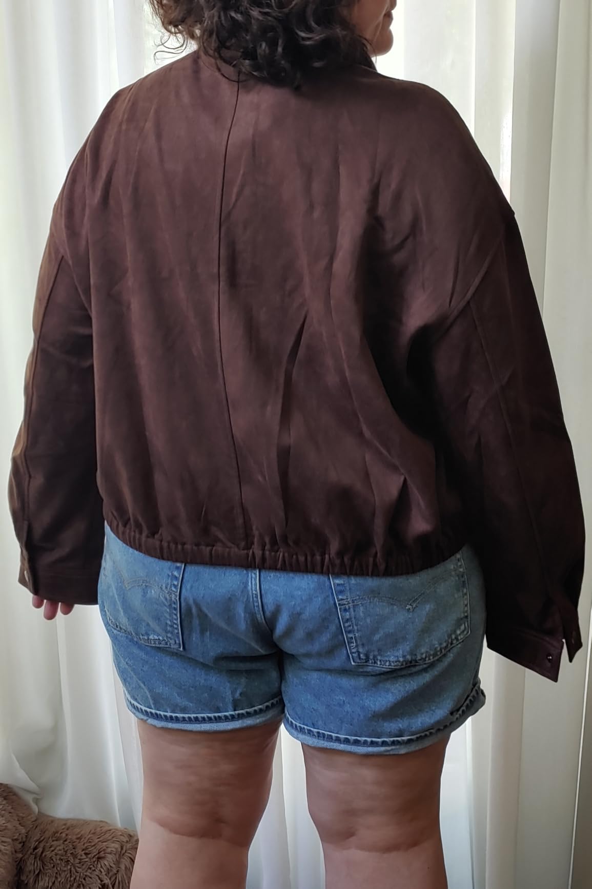 PRETTYGARDEN Lightweight Faux Suede Bomber Jacket Women Coats Outerwear customer photo 2