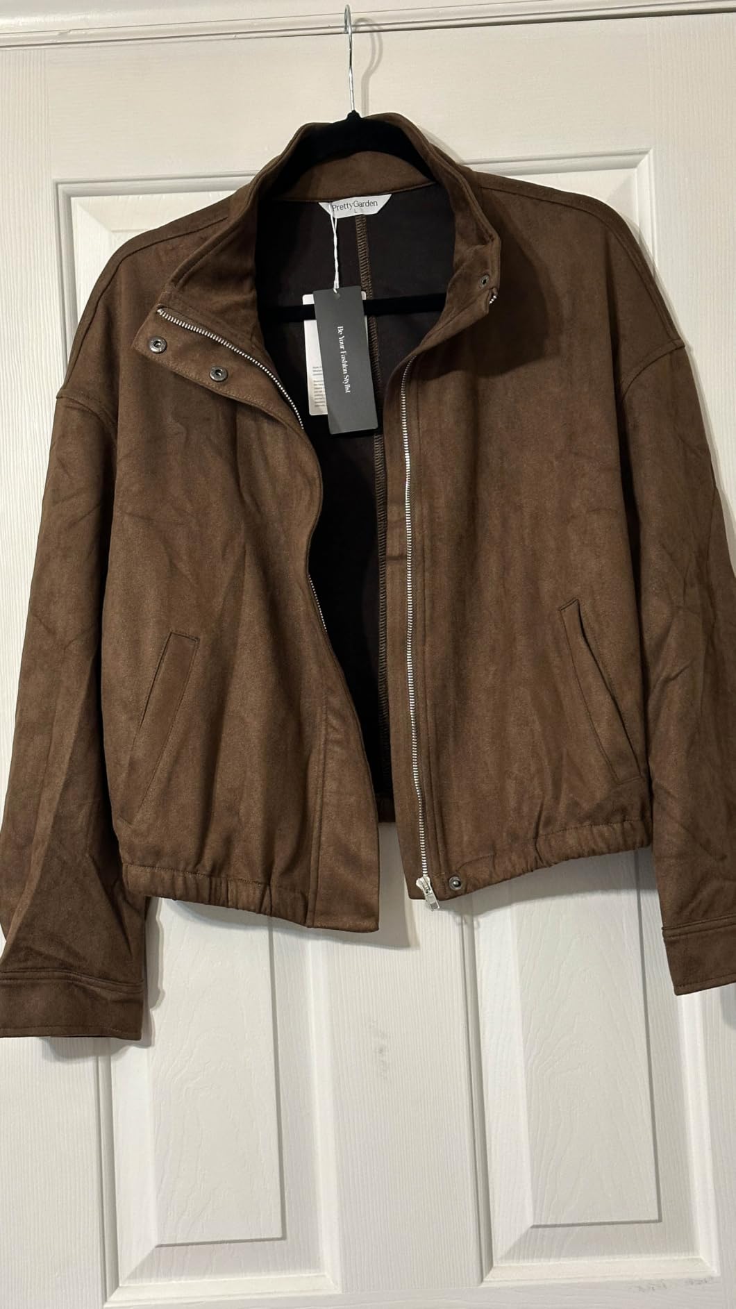 Lightweight Faux Suede Bomber Jacket Women Coats Outerwear customer photo 2