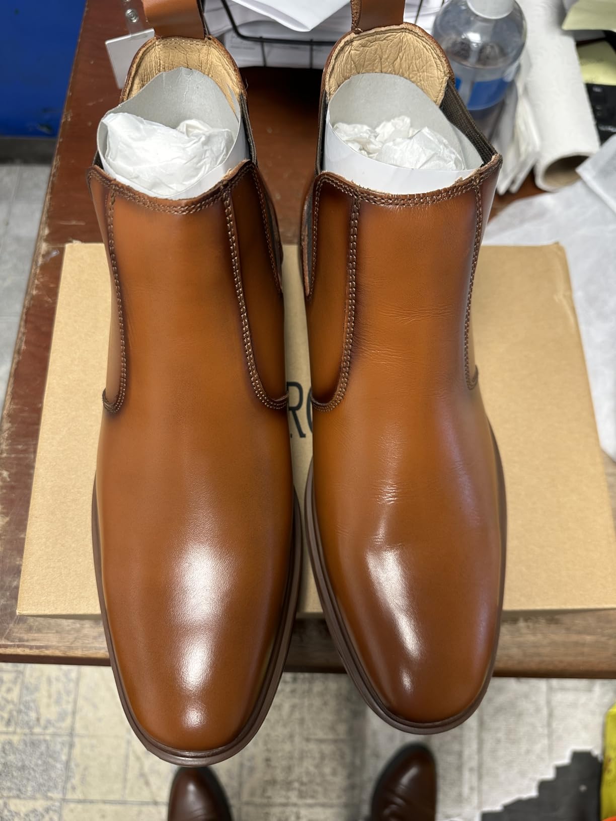 ArcBrothers Men's Chelsea Boots, Relaxed Fit Roomy Toe Box Design, Premium Leather Slip-on Ankle Boots, All-Day Comfort customer photo 2