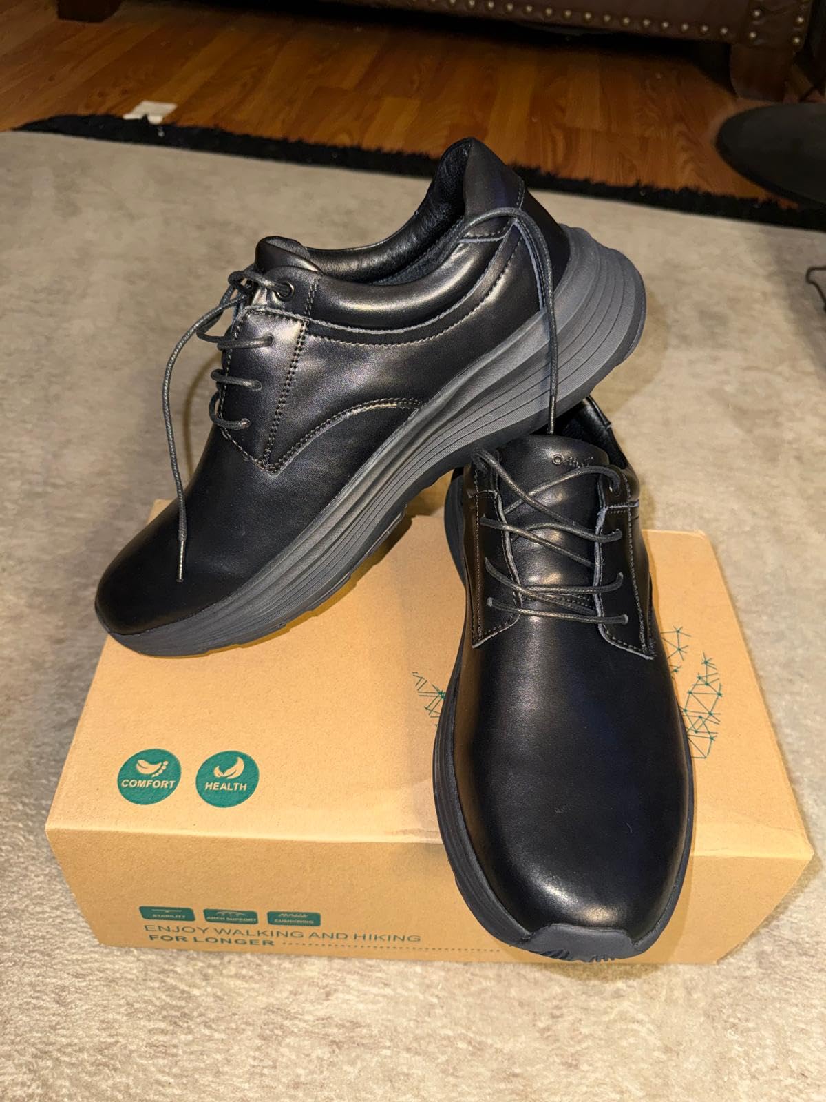 Men's Orthopedic Walking Dress Shoes - Comfortable Arch Support Plantar Fasciitis Classic Formal Leather Oxford - Casual Classic Flat Feet Orthotics Sneakers for Foot and Heel Pain Relief customer photo 1