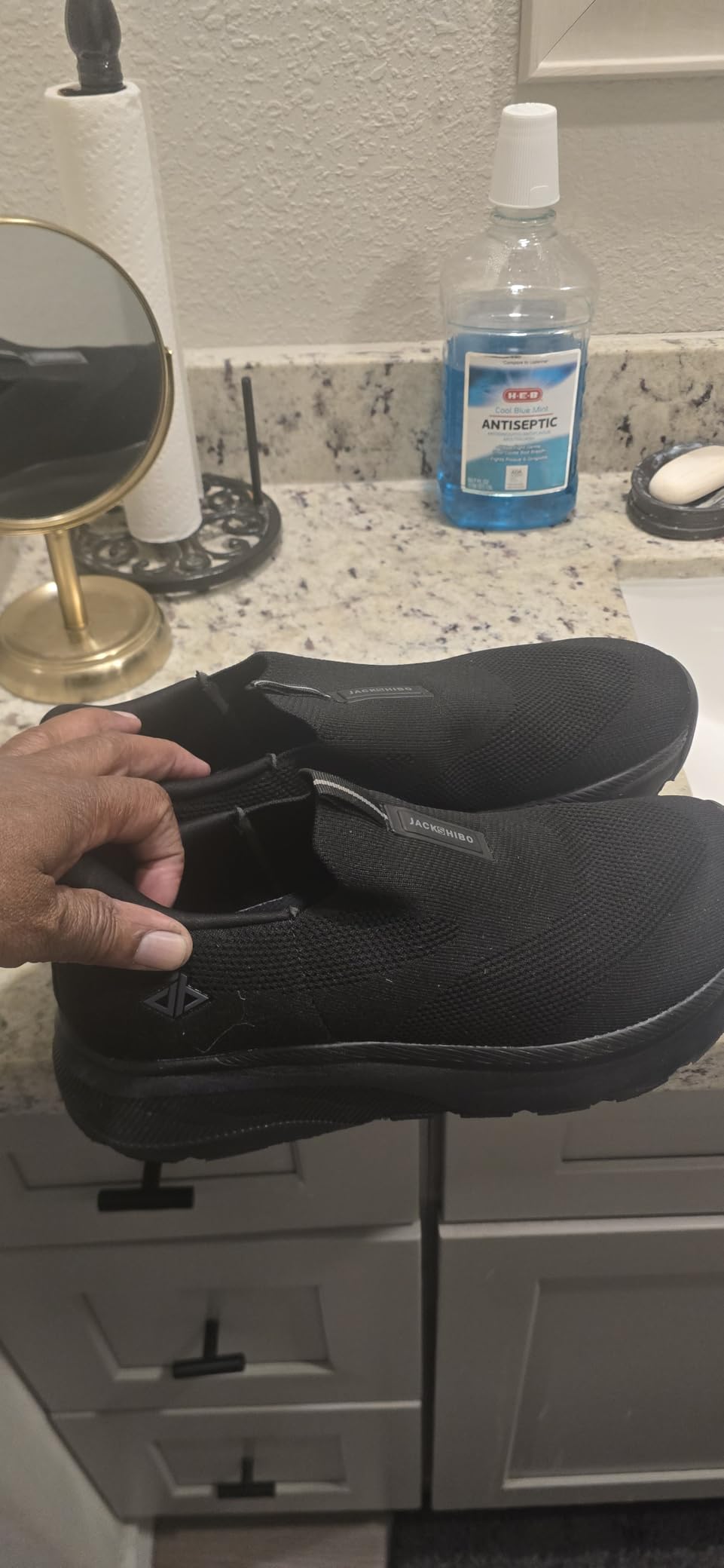 Men Slip in Free up Hands Shoe Wide Toe Box Arch Support Orthopedic Walking customer photo 2