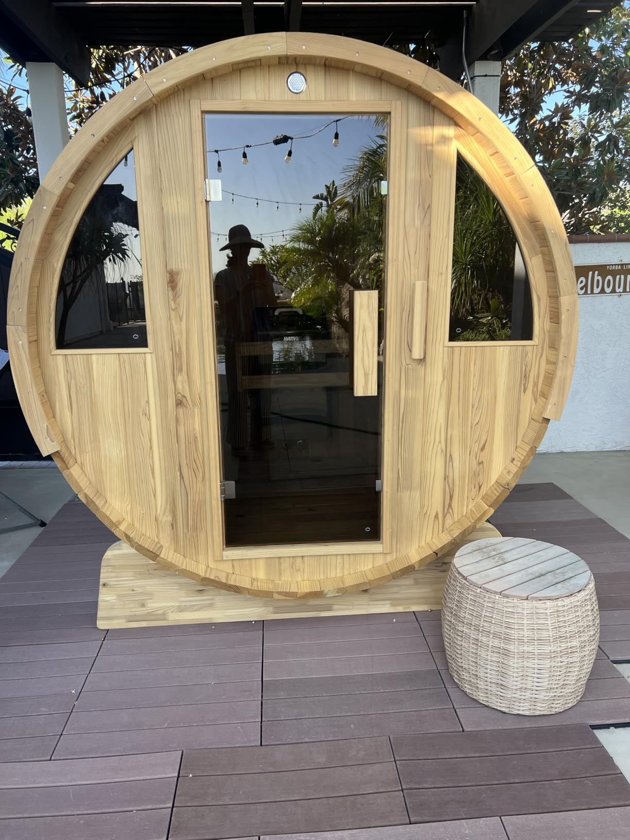Premium 4 Person Cedar Barrel Sauna for Outdoor Backyard customer photo 1