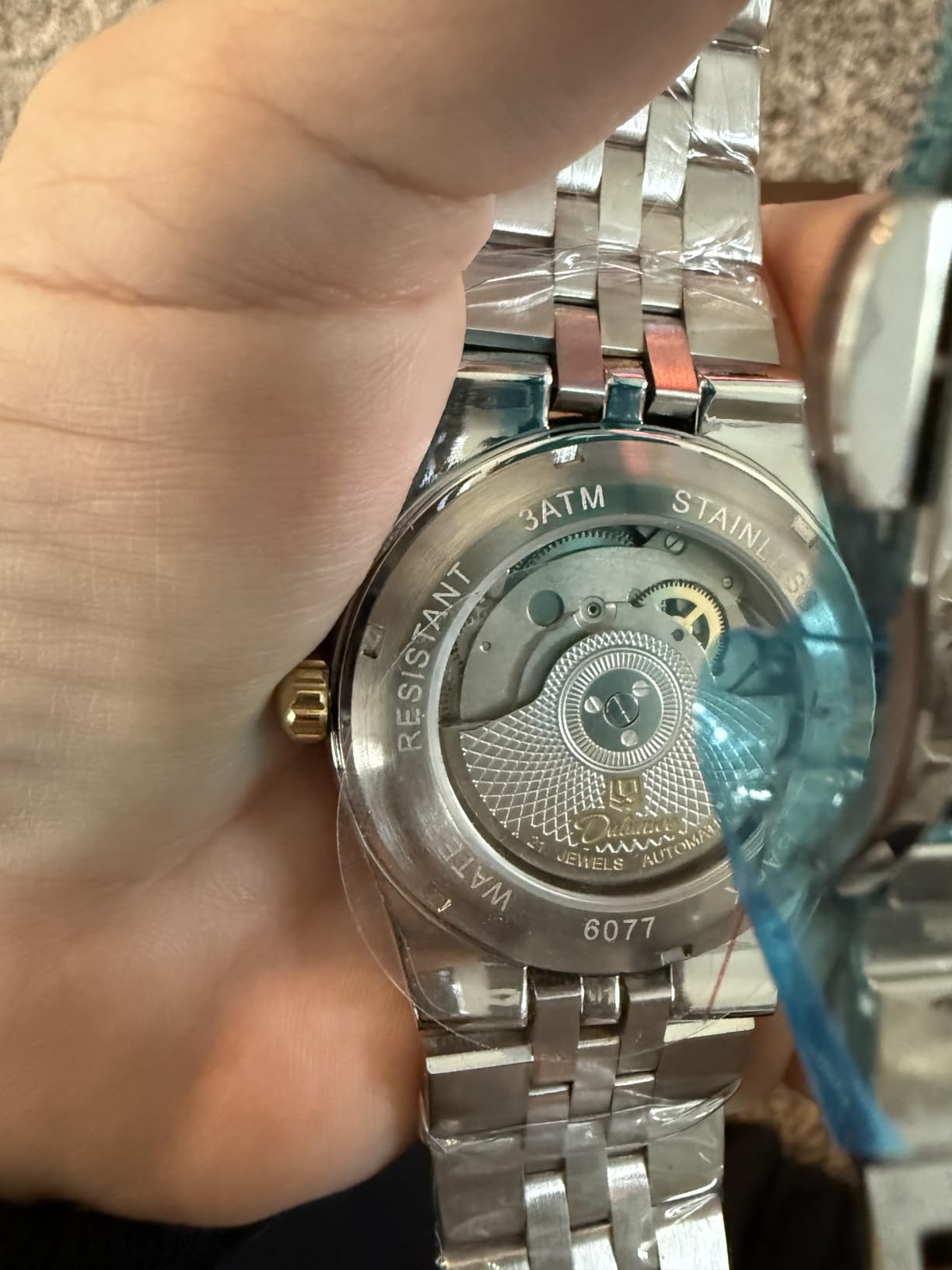 MASTOP Men's Automatic Mechanical Watch, Stainless Steel Bracelet, Luminous Dial, Date Window, 30M Water Resistant Dress Watch customer photo 2