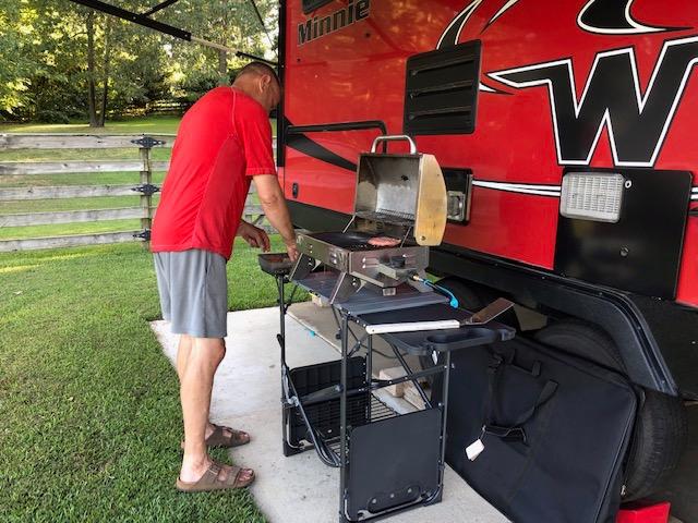 GCI OUTDOOR Slim-Fold Cook Station | Portable Folding Kitchen Table with a Heat Resistant Tabletop, 4 Side Tables & Storage Rack, Perfect for Picnics & Camping Trips customer photo 2