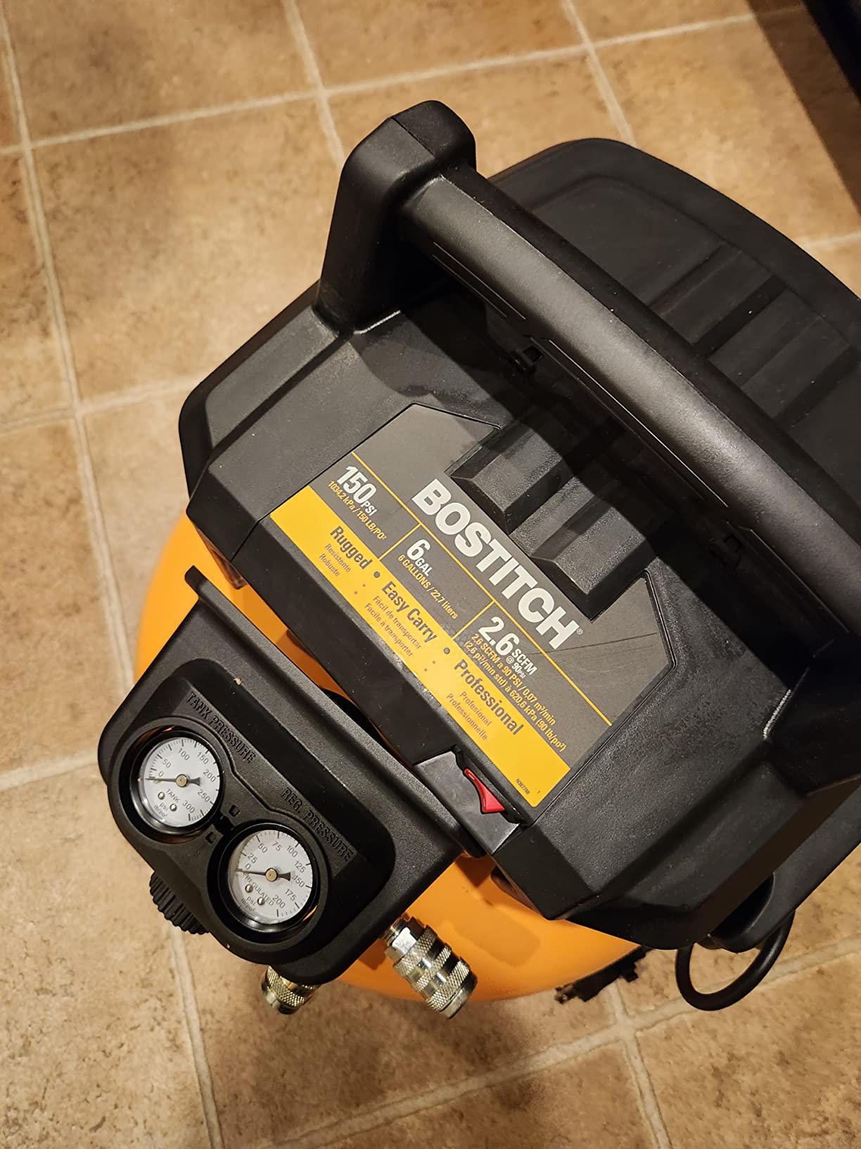 BOSTITCH Pancake Air Compressor, Oil-Free, 6 Gallon, 150 PSI (BTFP02012) customer photo 2
