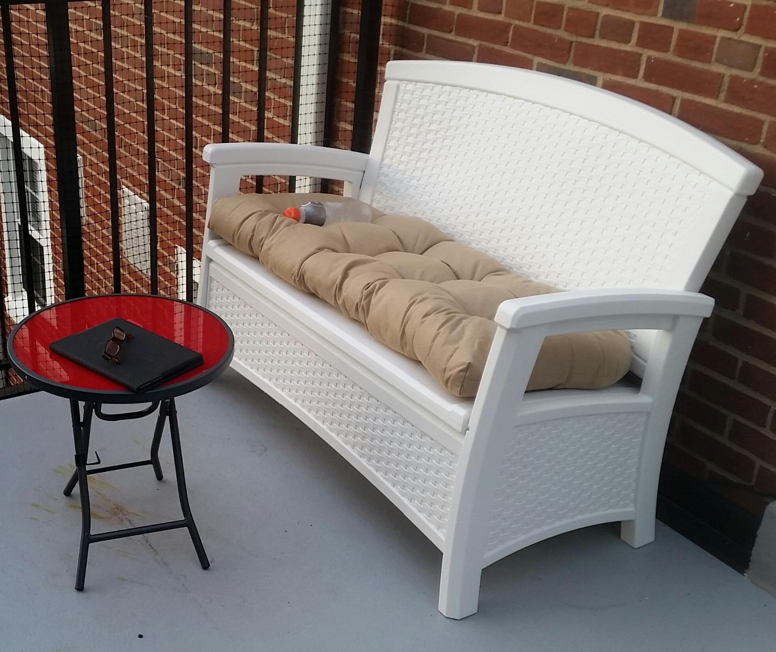 Suncast Outdoor Wicker Love Seat with 23-Gallon Storage, Comfortable Seating for Two, Ergonomic Back Support, All-Weather Furniture for Patio, Deck, and Garden, Java, Made in the USA customer photo 2