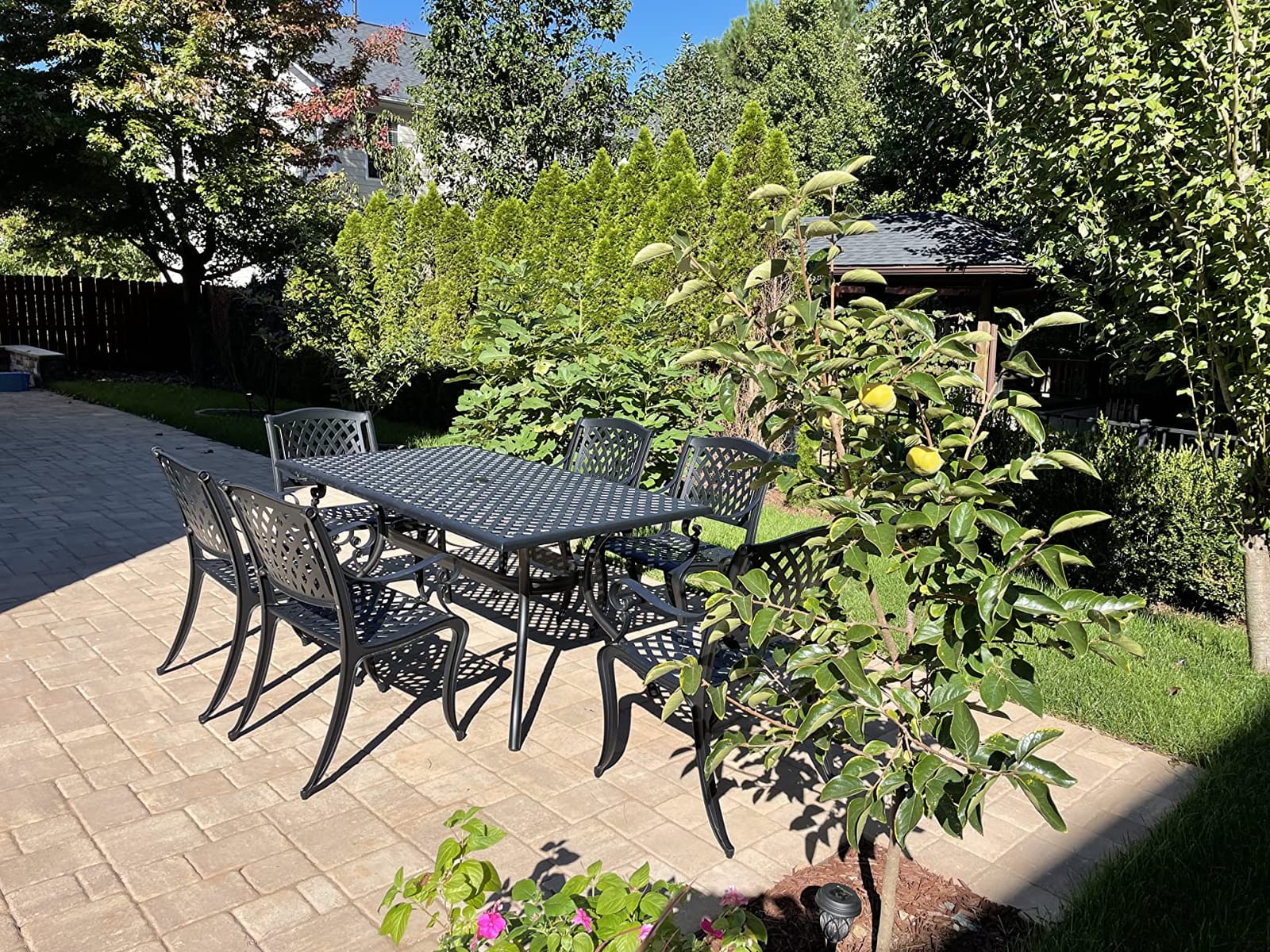 Christopher Knight Home Cayman Outdoor 6-Seater Cast Aluminum Dining Set, 7-Pcs Set, Black Sand customer photo 1