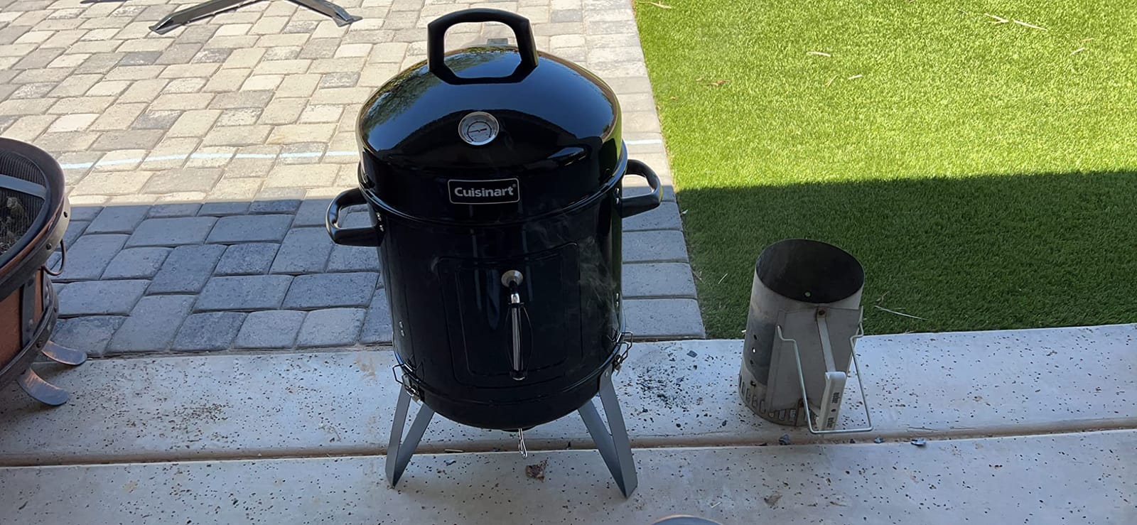 Cuisinart 18” Vertical Charcoal Smoker, Integrated Thermometer, Water Bowl and Dual Vents Perfect for Smoked Brisket, Chrome Plated Grates Smoker Grill for BBQ, Camping, Tailgates customer photo 2