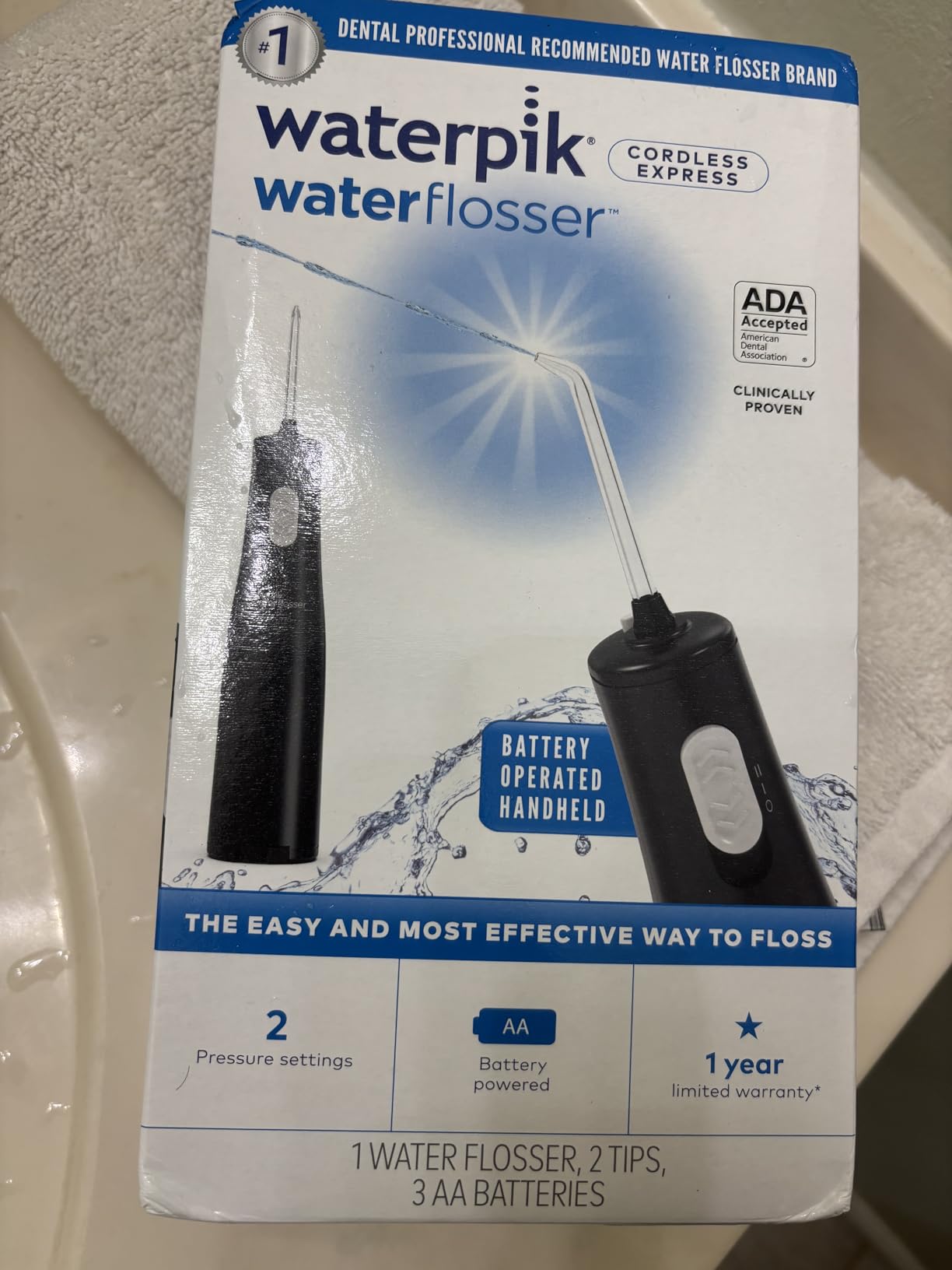 Waterpik Cordless Express Portable Water Flosser, 3 AA Batteries, White customer photo 1