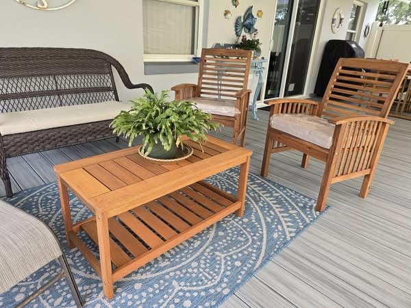 Furinno TIOMAN 2-Tier Outdoor Patio Table with Open Shelf, Natural customer photo 2