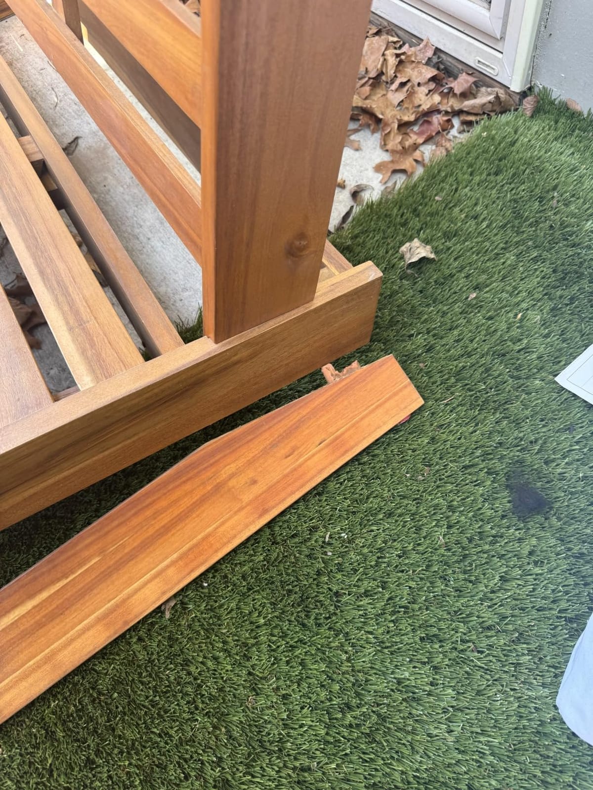Great Deal Furniture Kaitlyn Outdoor Acacia Wood Loveseat with Cushions, Teak and White customer photo 2