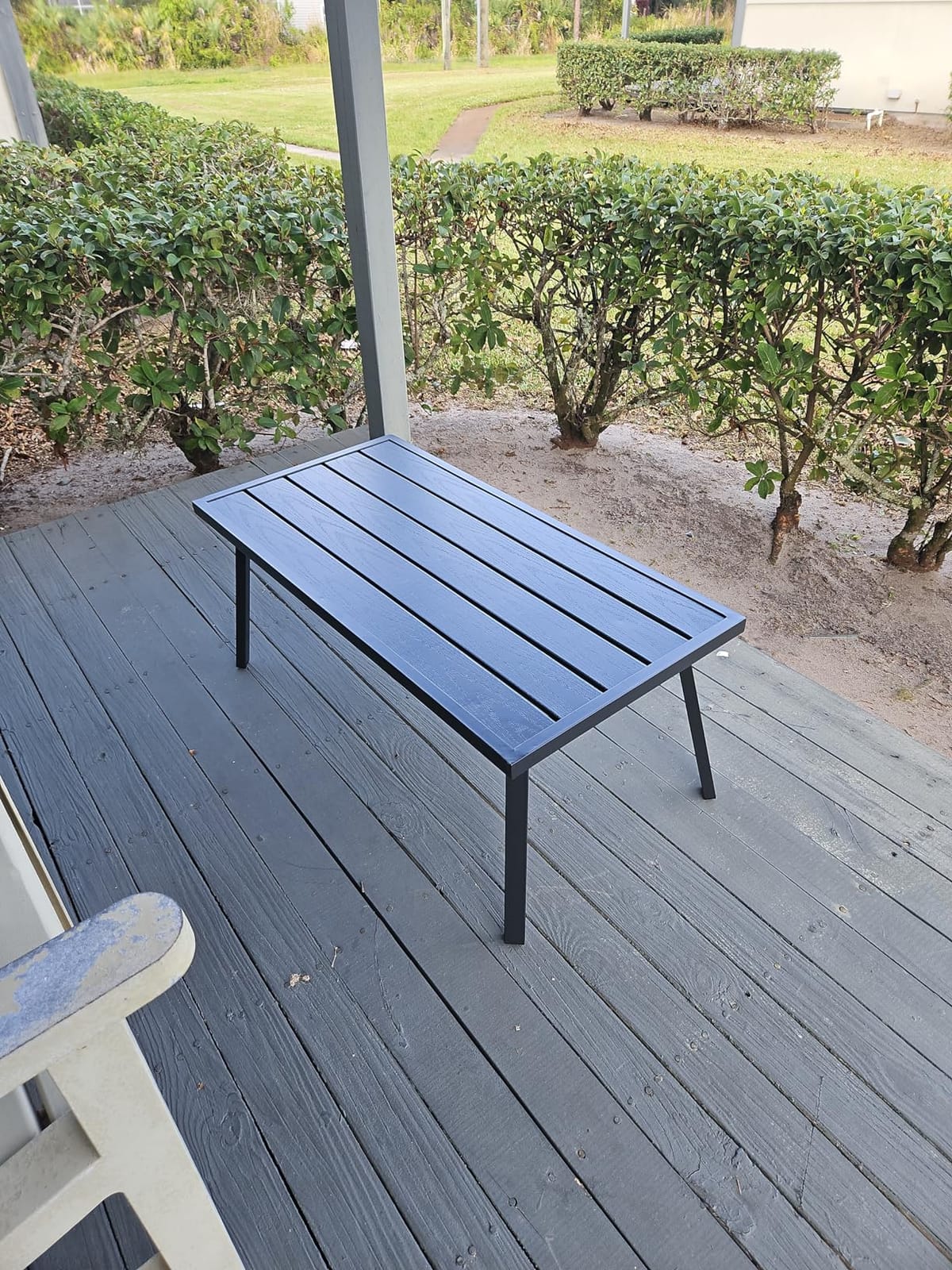 C-Hopetree Small Metal Outdoor Coffee Side Table for Outside Patio, Rectangle, Black customer photo 2