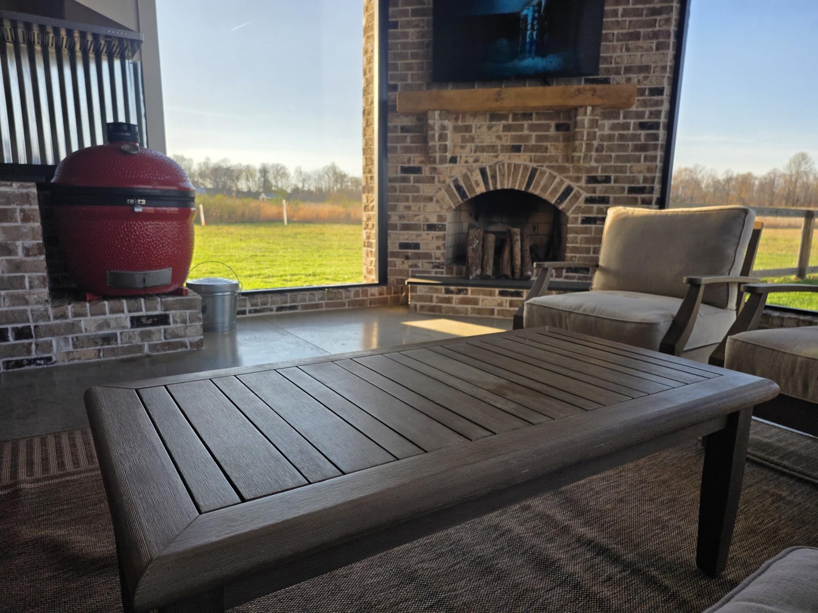 Signature Design by Ashley Wood Outdoor Coffee Table, Grayish Brown customer photo 2
