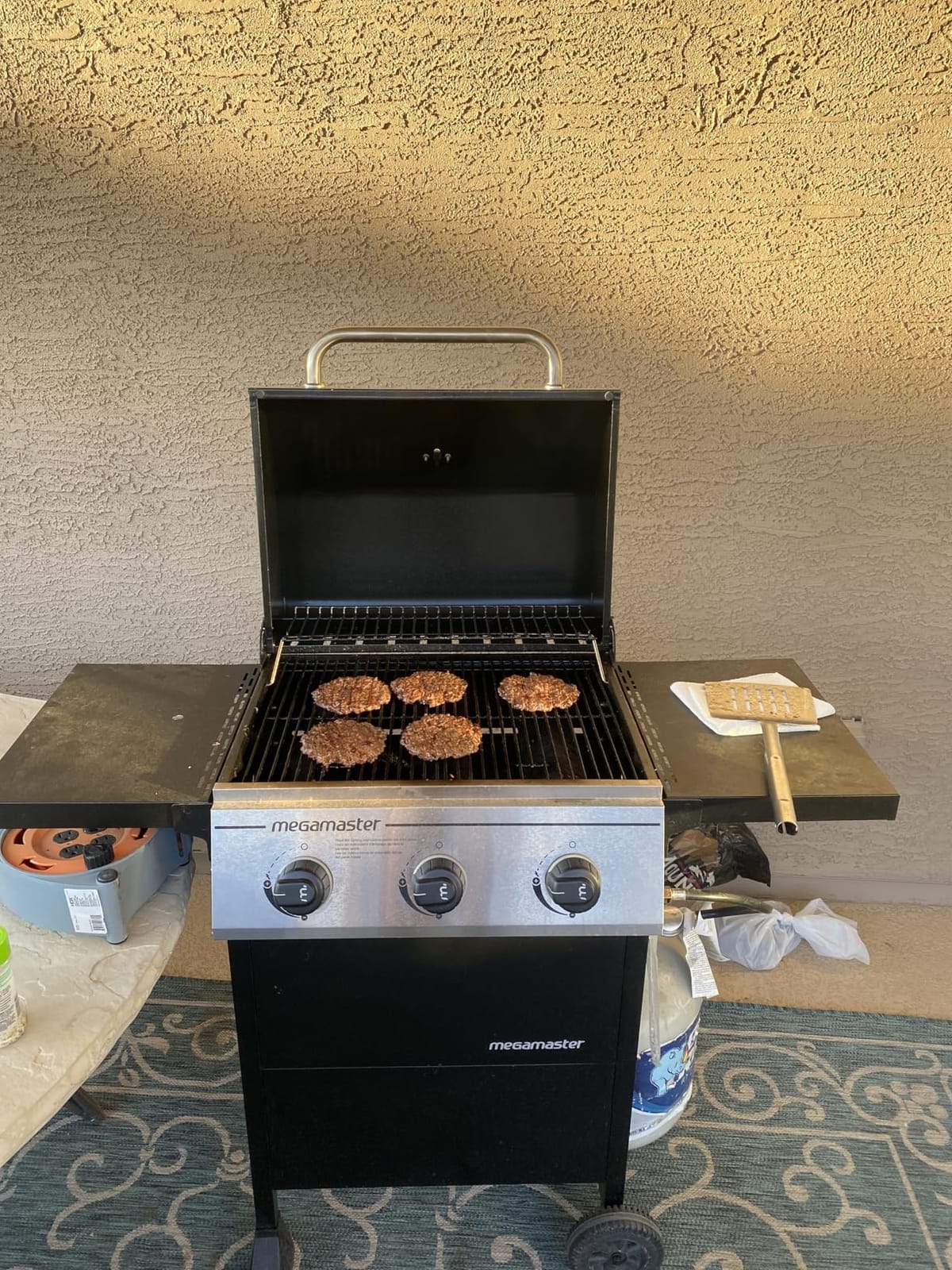 Megamaster Propane 3 Burner Gas Grill, Foldable Shelves with Warming Rack customer photo 2