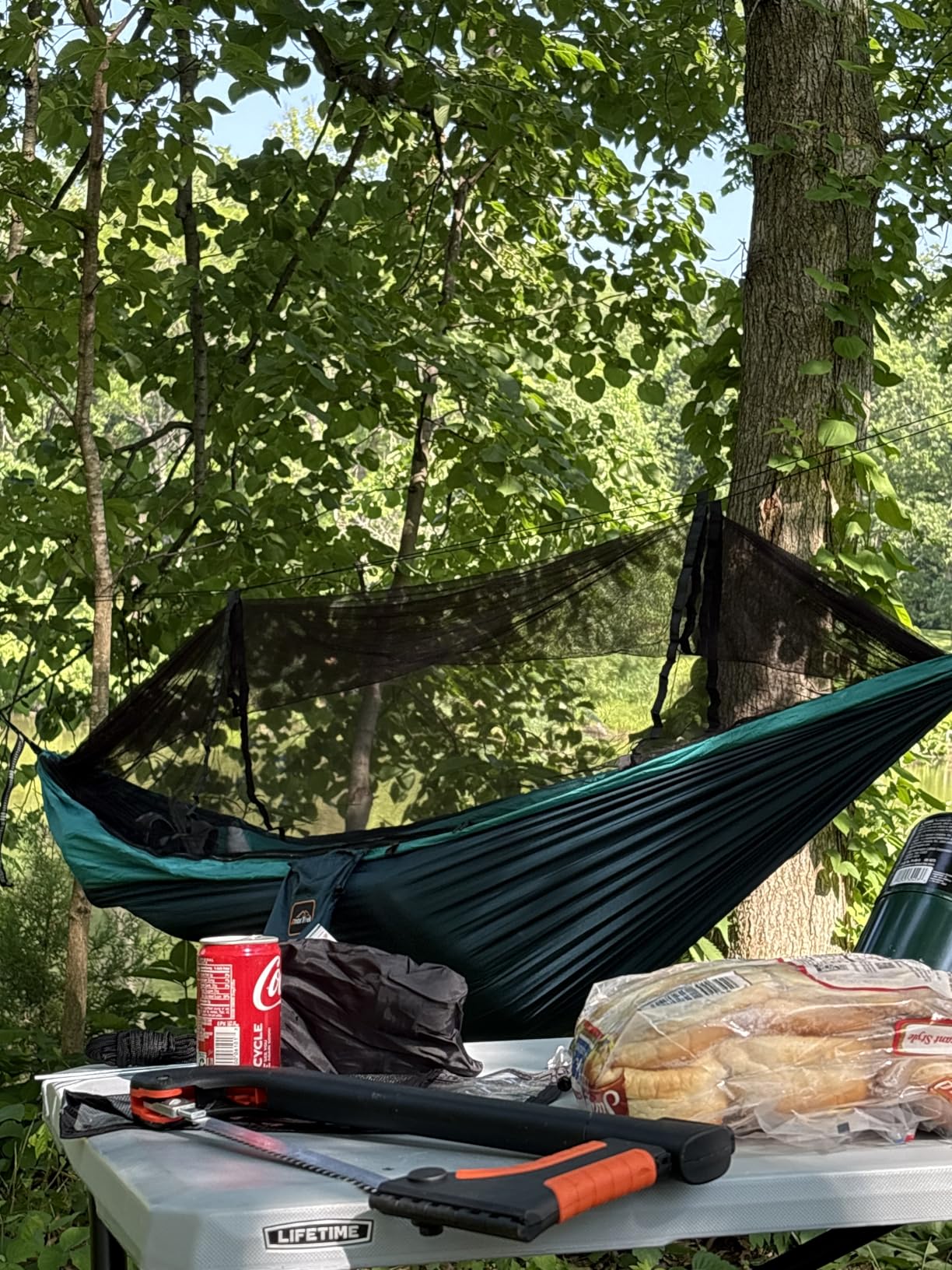 AnorTrek Camping Hammock with Mosquito Net, Double & Single Lightweight Portable Hammocks with Tree Straps, Parachute Hammock for Camping, Backpacking customer photo 1