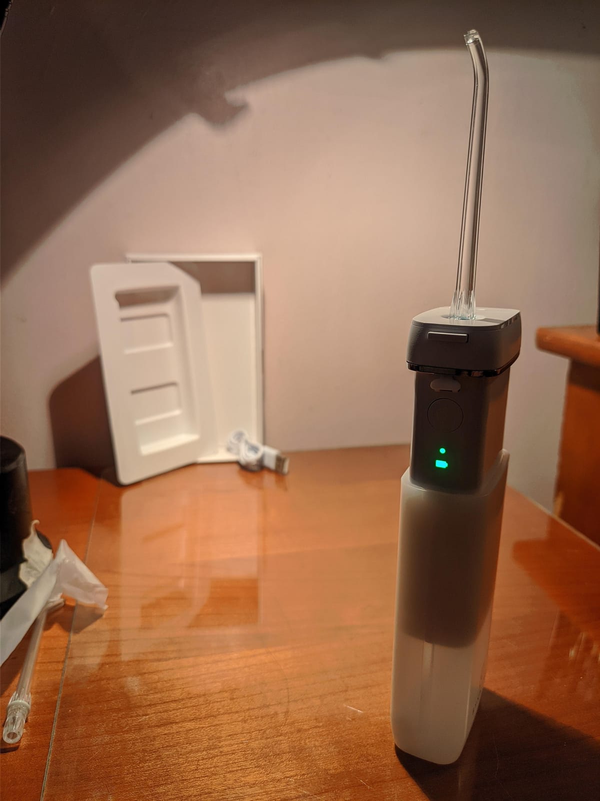 Water Flosser [ Mini Cordless Portable ] Oral Irrigator Water Teeth Cleaner Pick, Telescopic Water Tank, 3 Modes & IPX7 Waterproof, Home & Travel Water Floss for Teeth, Braces Bridges Care (White) customer photo 2