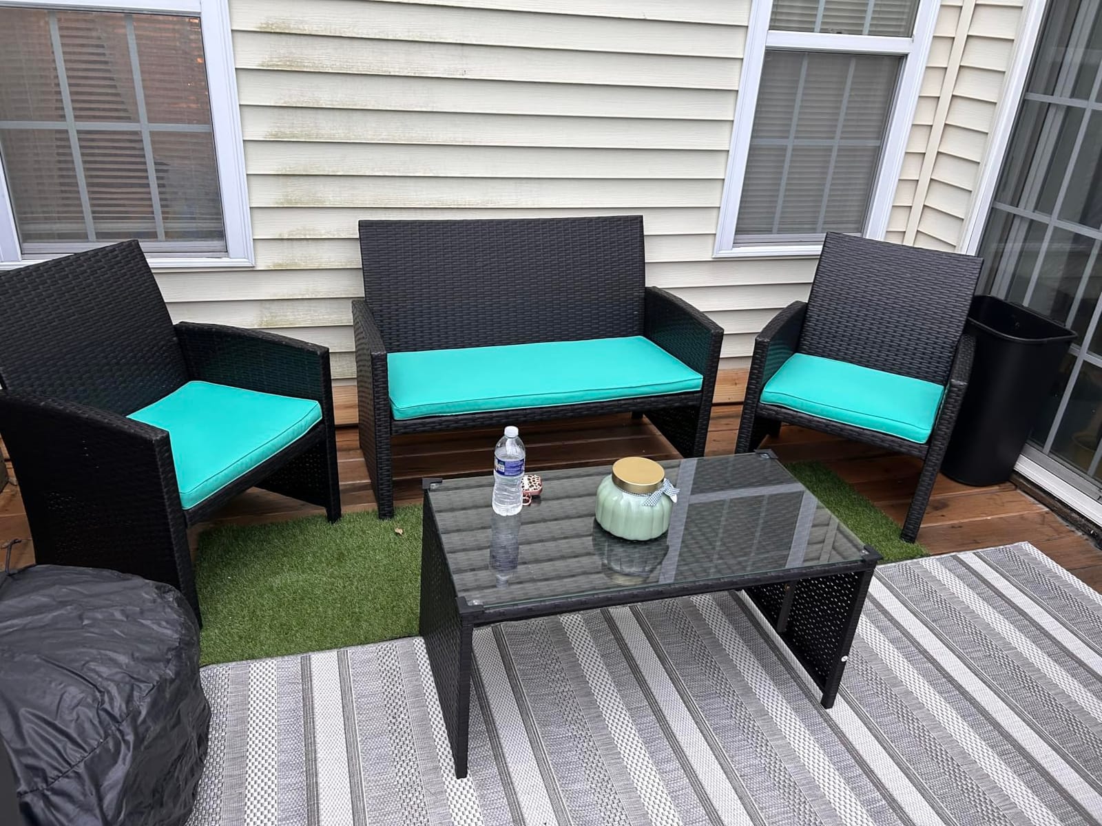 Best Choice Products 4-Piece Outdoor Wicker Patio Conversation Furniture Set for Backyard w/Coffee Table, Seat Cushions - Gray/Gray customer photo 2