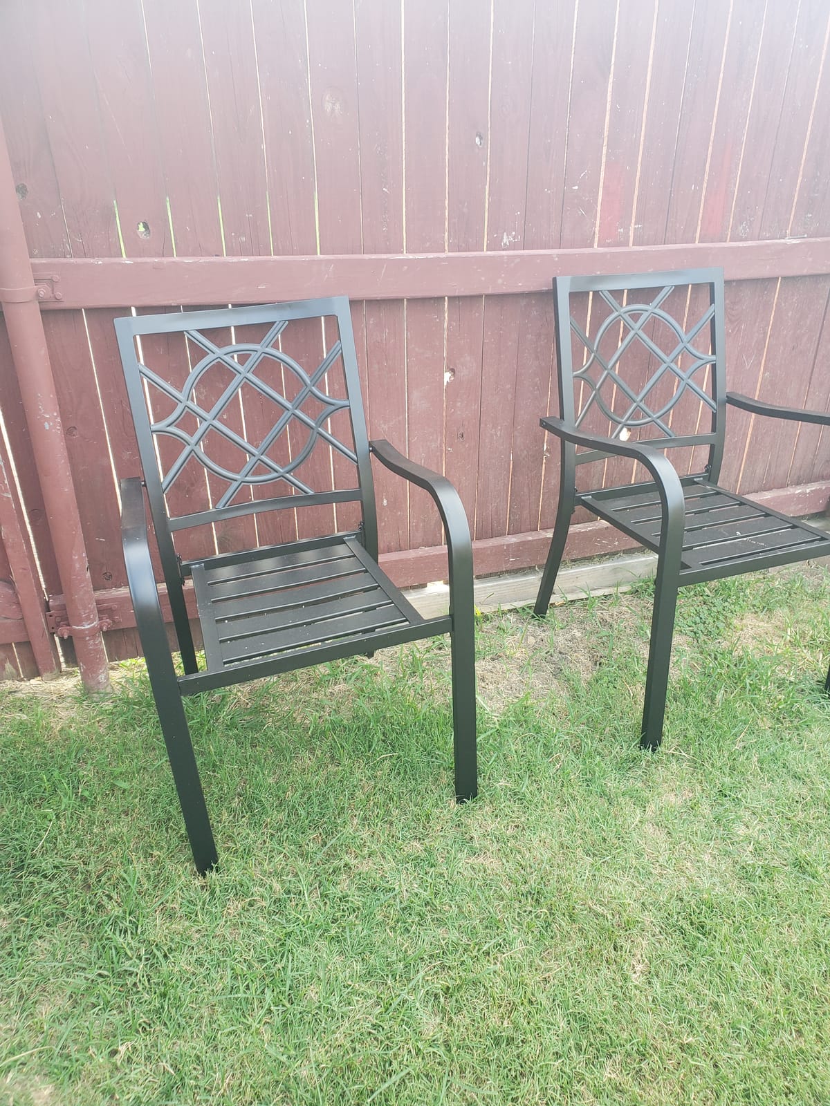 Incbruce 300lbs Patio Chairs Set of 4 Outdoor Dining Chairs, Metal Frame Stackable Patio Dining Chairs, Wrought Iron Black Outdoor Chair with Armrest for Garden, Poolside, Backyard customer photo 2