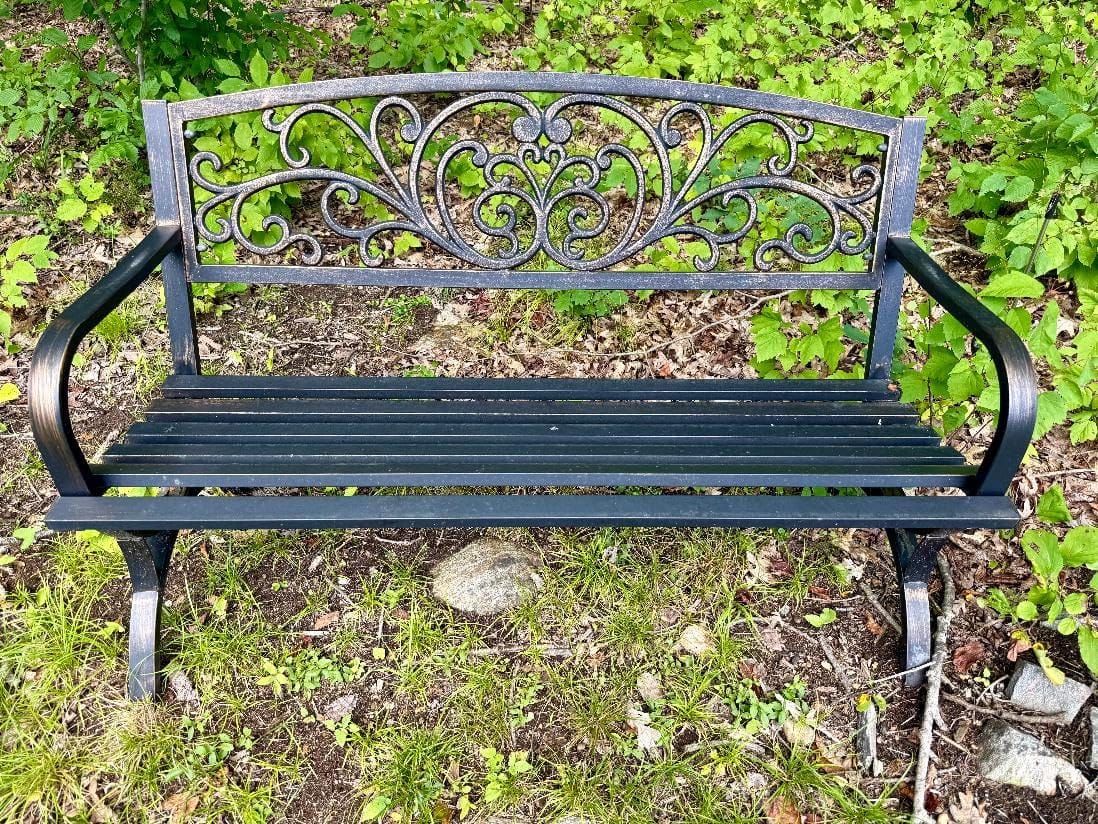 MFSTUDIO 50 Inches Outdoor Garden Bench Cast Iron Metal Frame, Floral Black customer photo 1