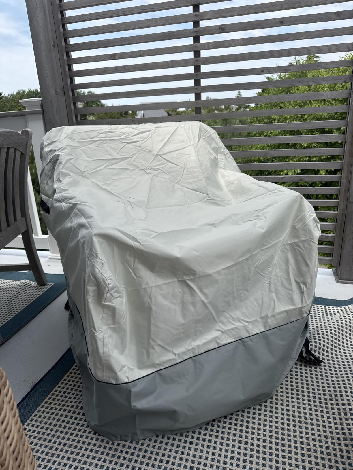Outdoor Swivel Chair Covers 2 Pack,100% Waterproof Heavy Duty Outdoor Chair Covers,(33 W x 35 D x 38.5 H inches) Patio Furniture Cover for Swivel Patio Chair,White&Grayish Green customer photo 2