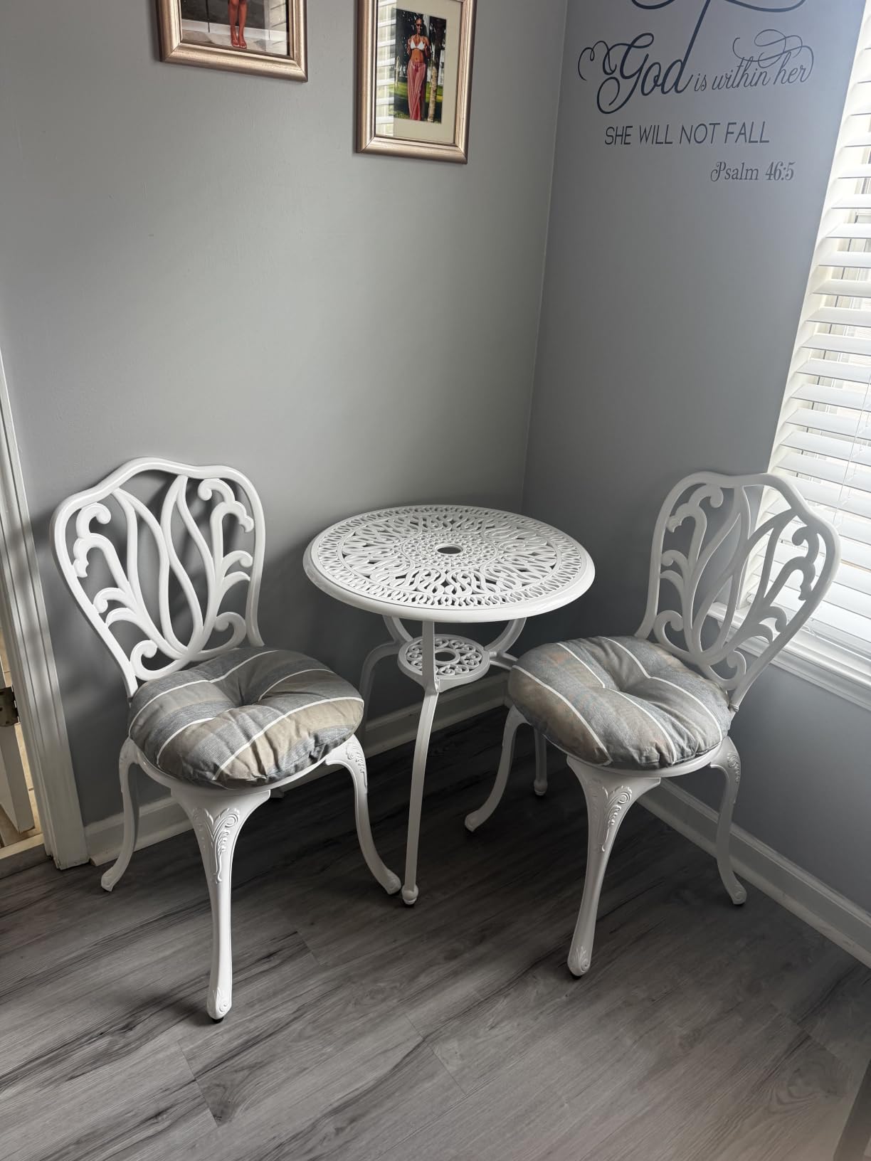 3 Piece Bistro Set,Outdoor Patio Set,Anti-Rust Cast Aluminum Bistro Table Set for Park Yard Front Porch Furniture(New Brown)… customer photo 2