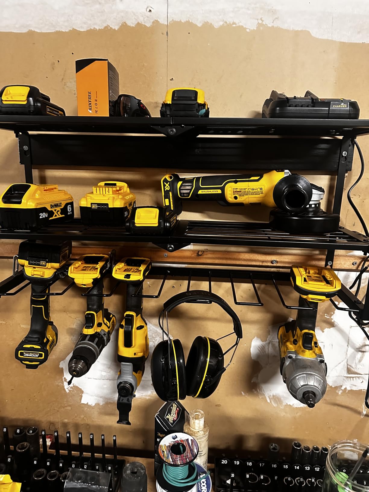 Spampur Power Tool Organizer for Tool Storage, Drill Holder Wall Mount with Screwdriver Organizer, Tool Holder for Garage Wall Organization, Heavy Duty Metal Tool Shelf with Battery Holder customer photo 2