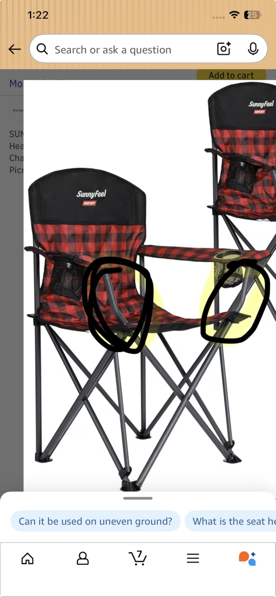 SUNNYFEEL XXL Oversized Camping Chair Heavy Duty 800 LBS for Big Tall People Padded Portable Folding Quad Lawn Chairs with Armrest Cup Holder & Pocket for Outdoor/Travel/Picnic/Camp/Sports customer photo 2