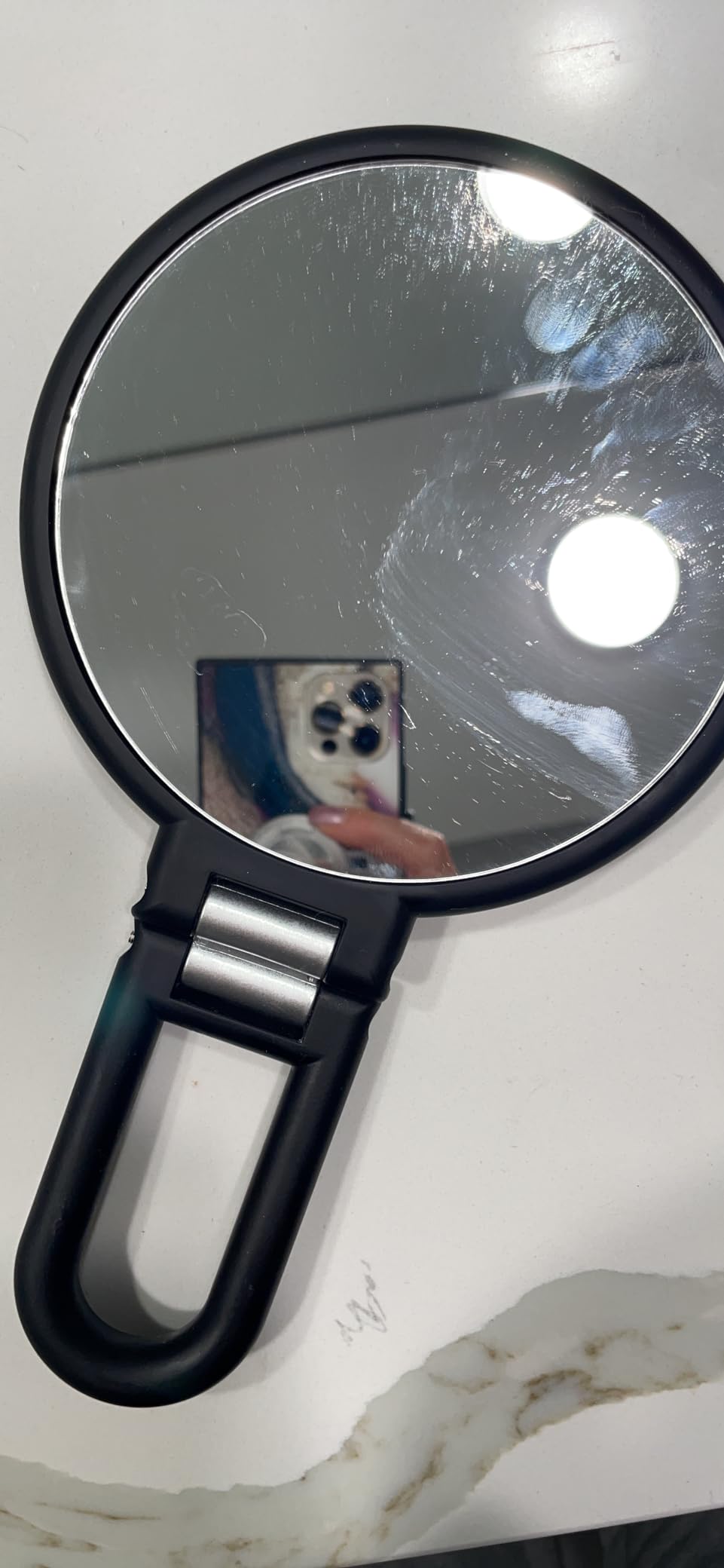 CLSEVXY Magnifying Handheld Mirror Double Sided, 1X 15X Magnification Hand Mirrors, Travel Folding Hand Held Mirror, 360°Rotation Pedestal Makeup Vanity Mirror customer photo 2