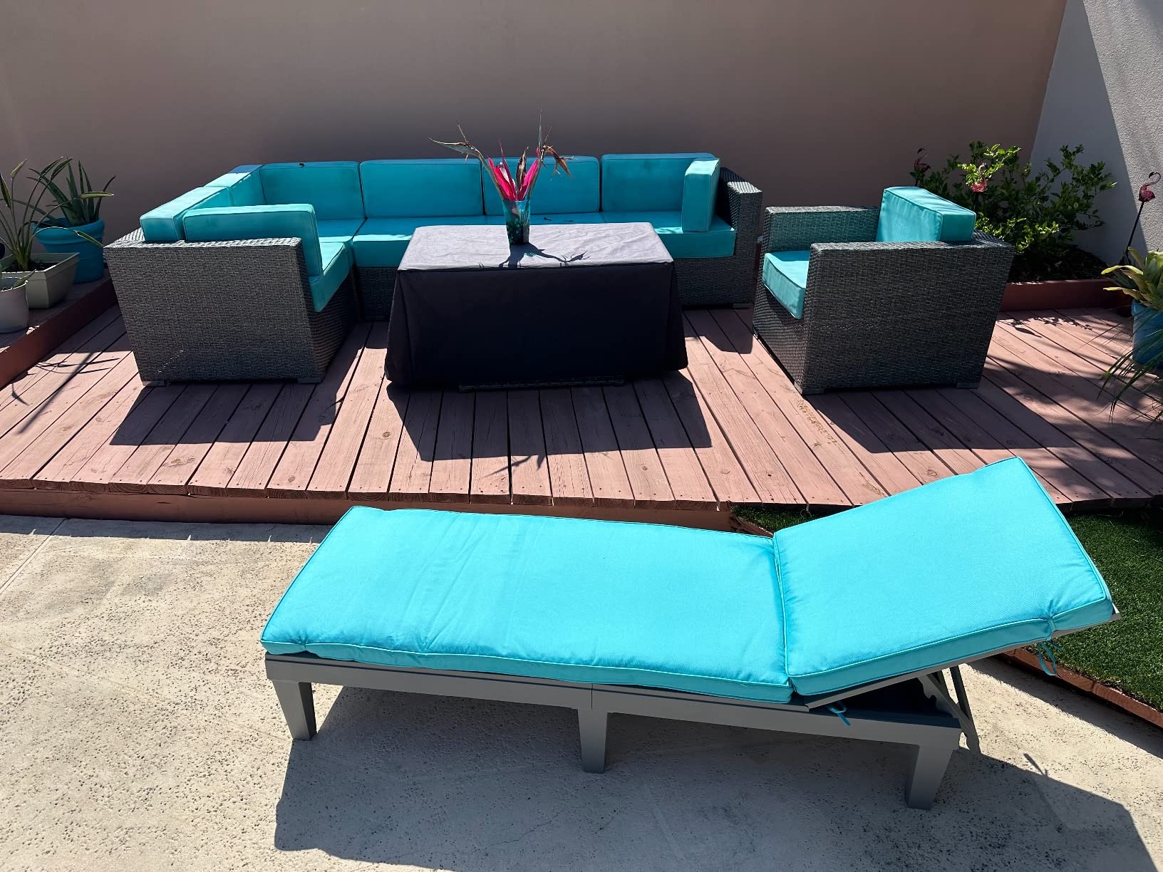 Best Choice Products Outdoor Lounge Chair, Resin Patio Chaise Lounger for Poolside, Backyard, Porch w/Seat Cushion, Adjustable Backrest, 5 Positions, 330lb Capacity - Gray/Navy customer photo 1