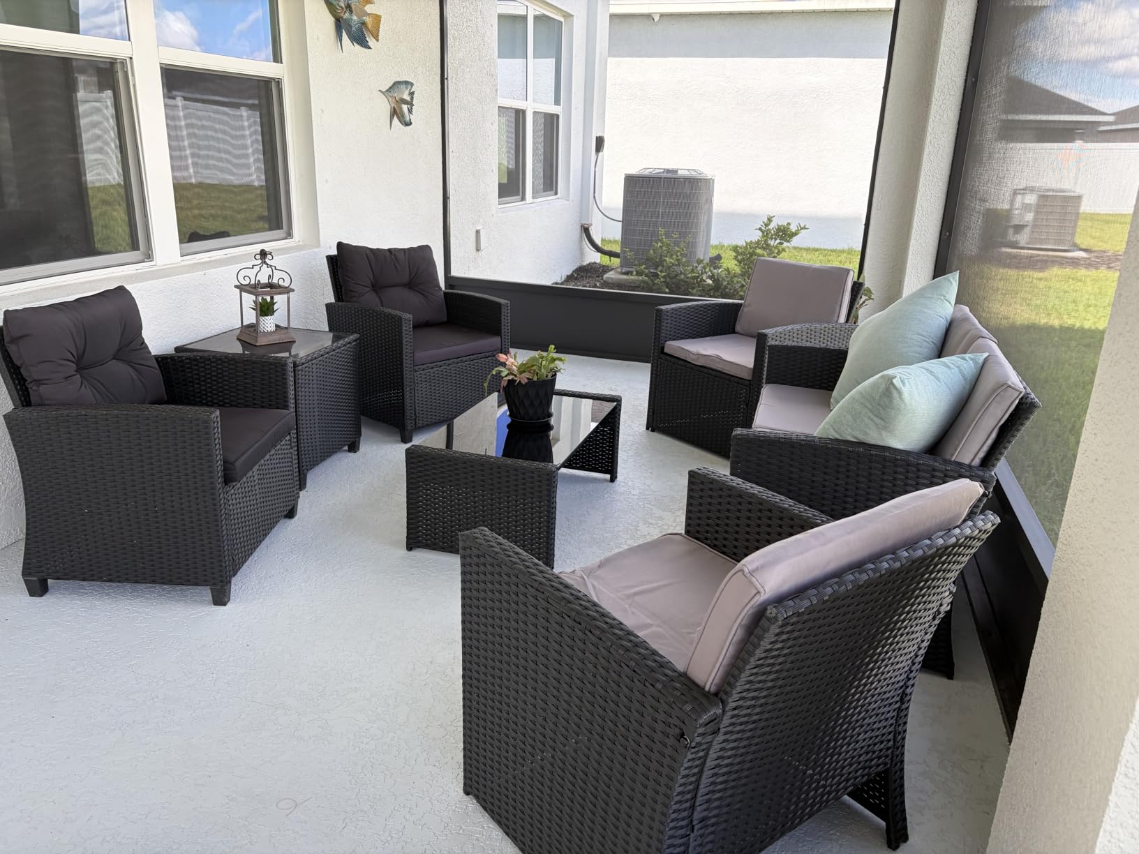 KROFEM 4 Piece Patio Furniture Set, Outdoor Wicker Conversation Set customer photo 1