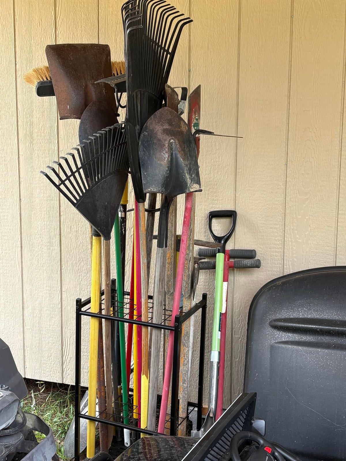Garden Tool Organizer, Garage Tool Organizer & Garage Organization, Heavy Duty Steel Tool Storage Rack Holds 35 Rakes, Brooms Tools, Broom Holder and Mop Holder, Shed Organizer for Home Organization customer photo 1
