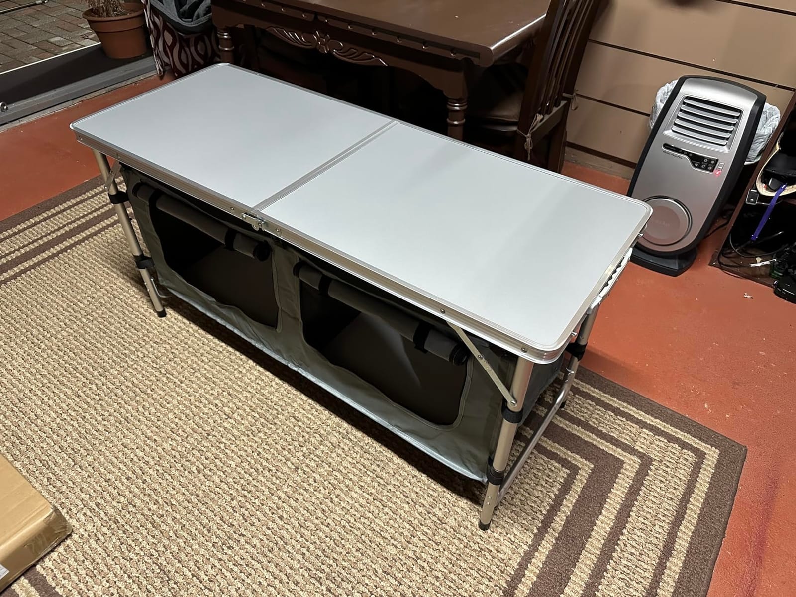 JOUYEK Camping Table, Folding Portable Kitchen Table with Storage Gray customer photo 2