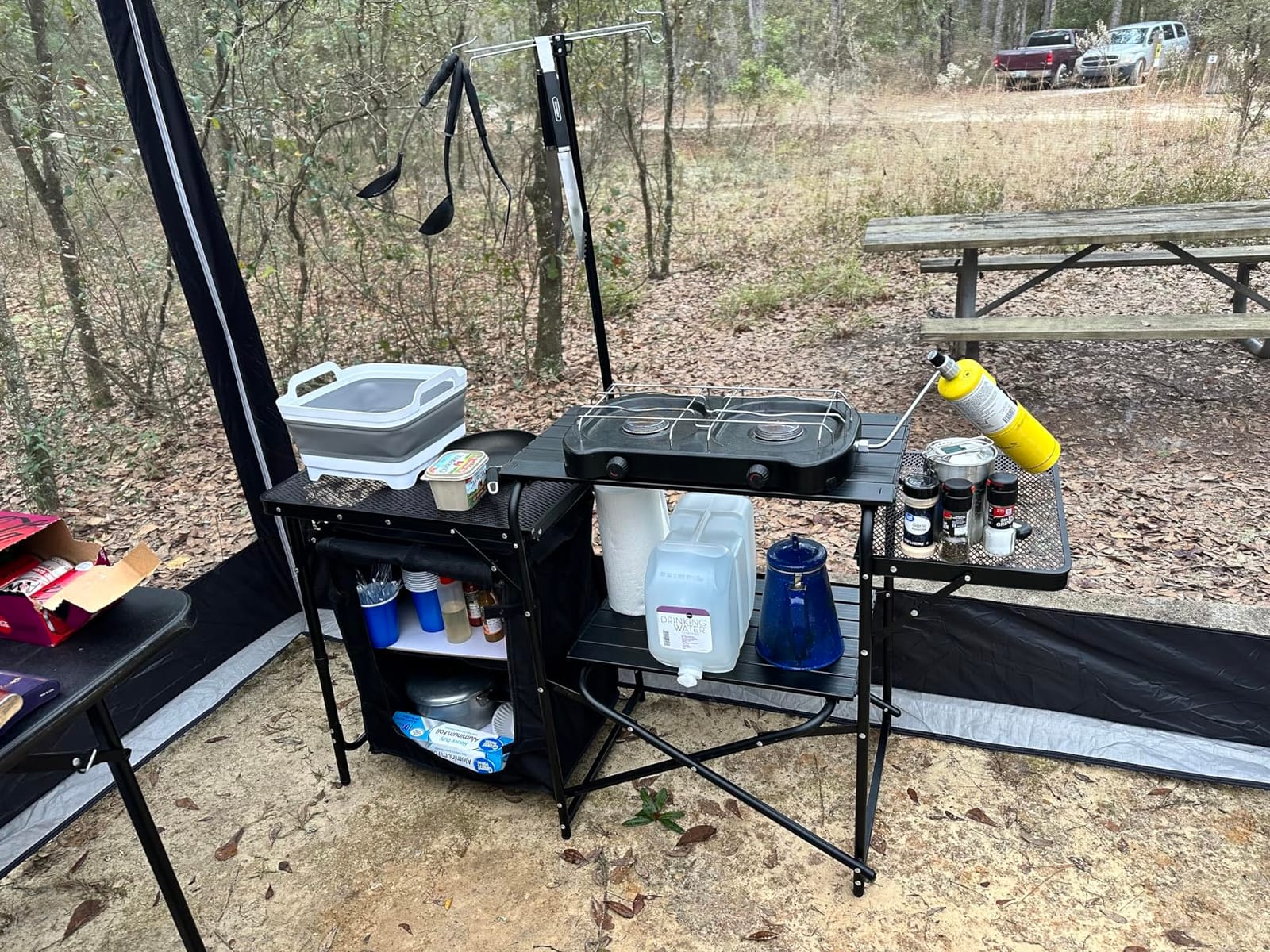 Nice C Camping Kitchen Table Station, Portable Folding Grill Table (Black) customer photo 2