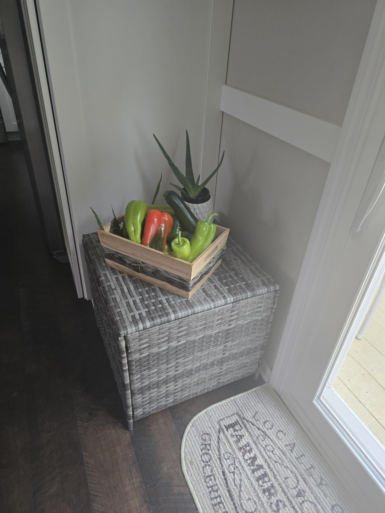 UDPATIO Outdoor Storage Table Patio Coffee Table All Weather Wicker Side Table with Waterproof Covers Rattan Furniture for Toys and Garden Tools customer photo 2