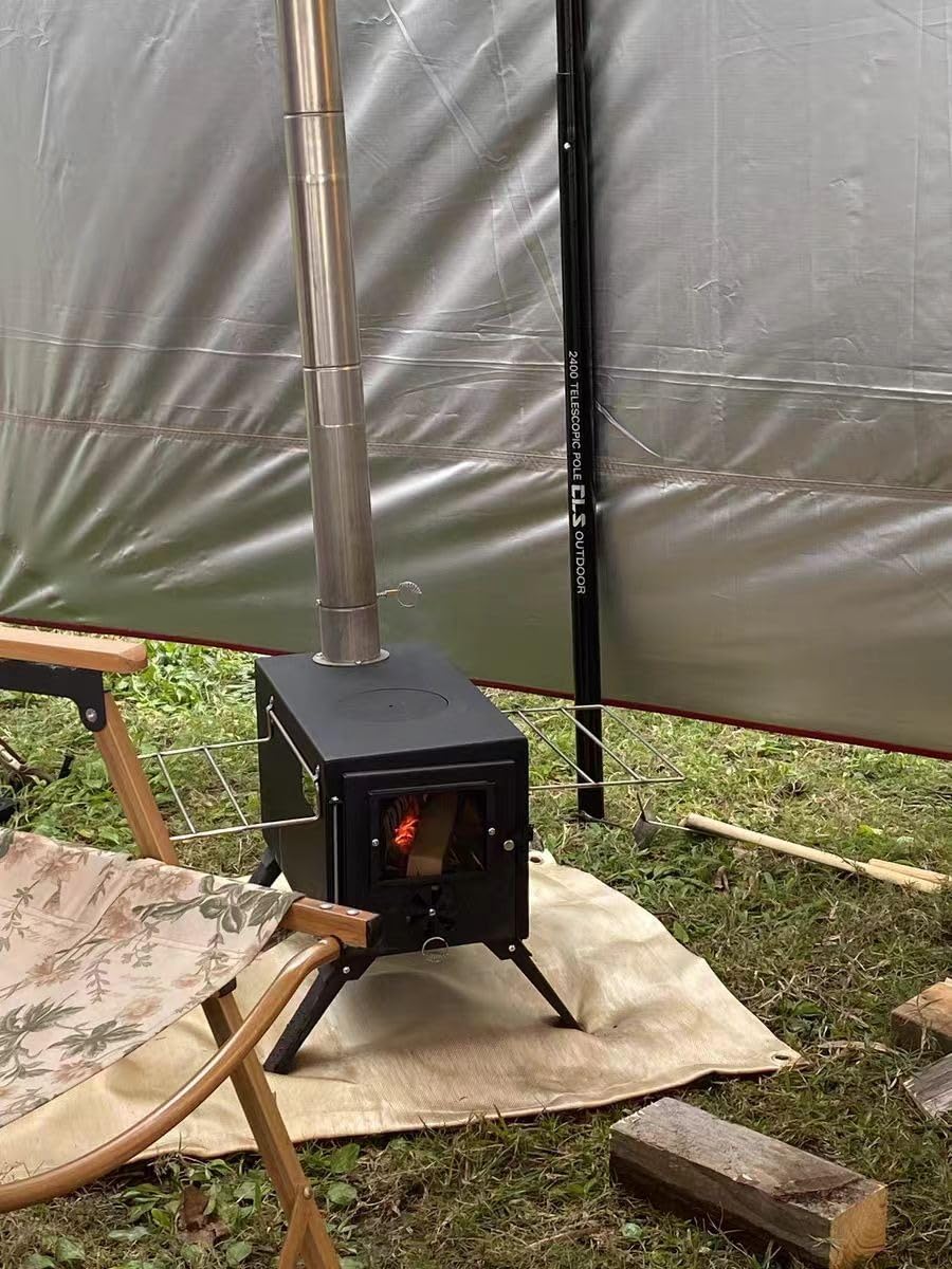 Hot Tent Stove,AVOFOREST Wood Burning Stove,Small Wood Stove with 7 Stainless Chimney Pipes for Outdoor Heating & Cooking, Ice Fishing, Hunting customer photo 1